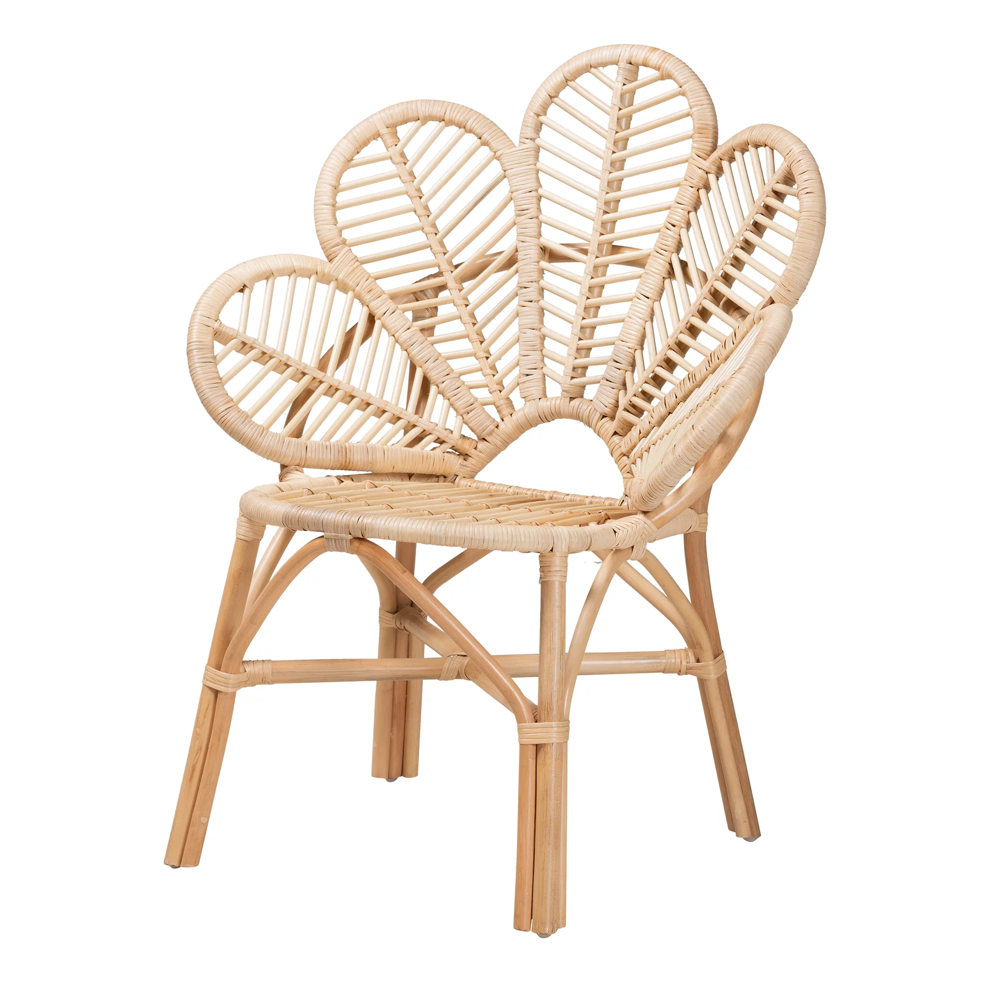 bali & pari Bianca Rattan BOHO Flower Chair, Natural Brown