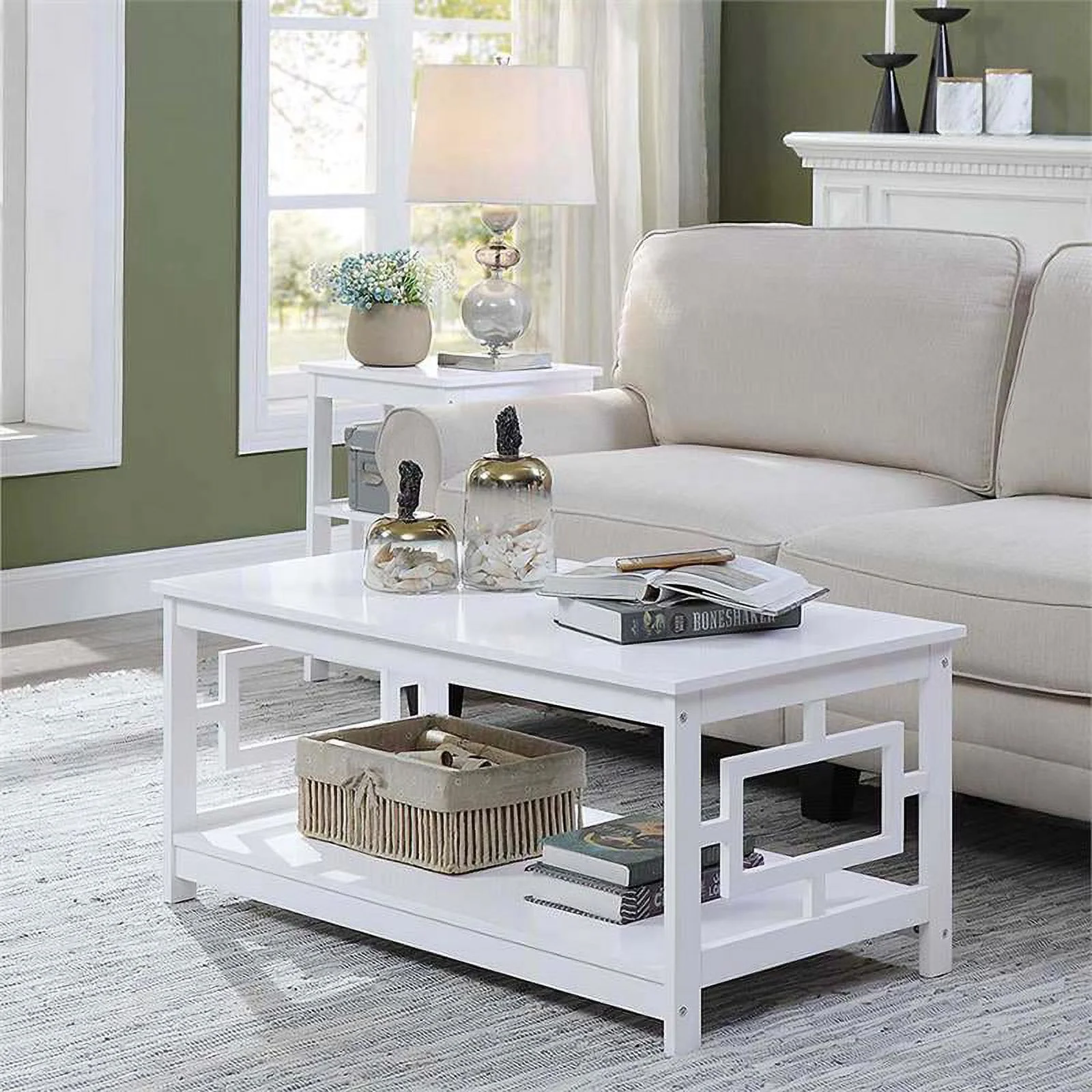 Pemberly Row Coffee Table in White Wood Finish