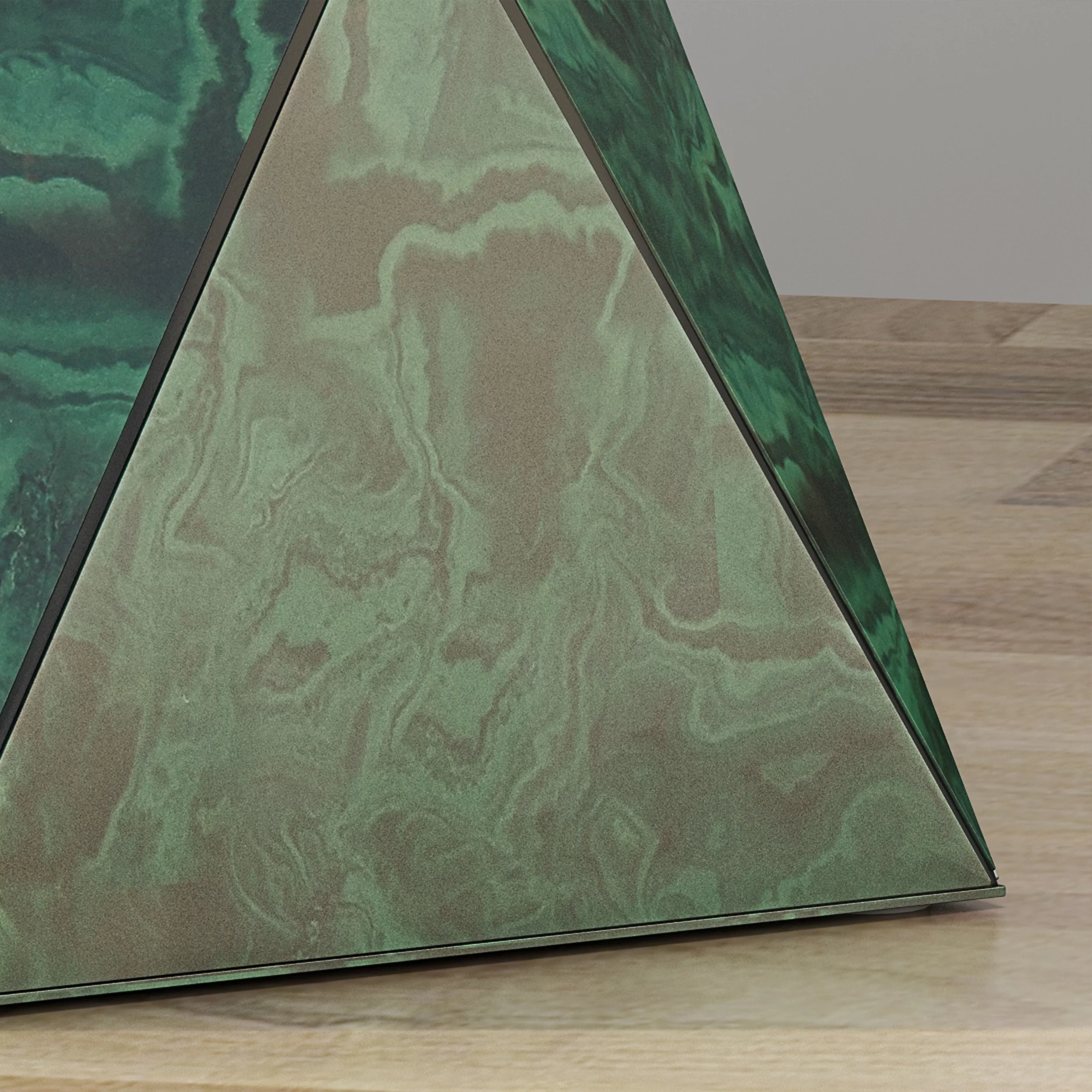 GDF Studio Aedon Tempered Glass Hourglass Side Table, Malachite Finish