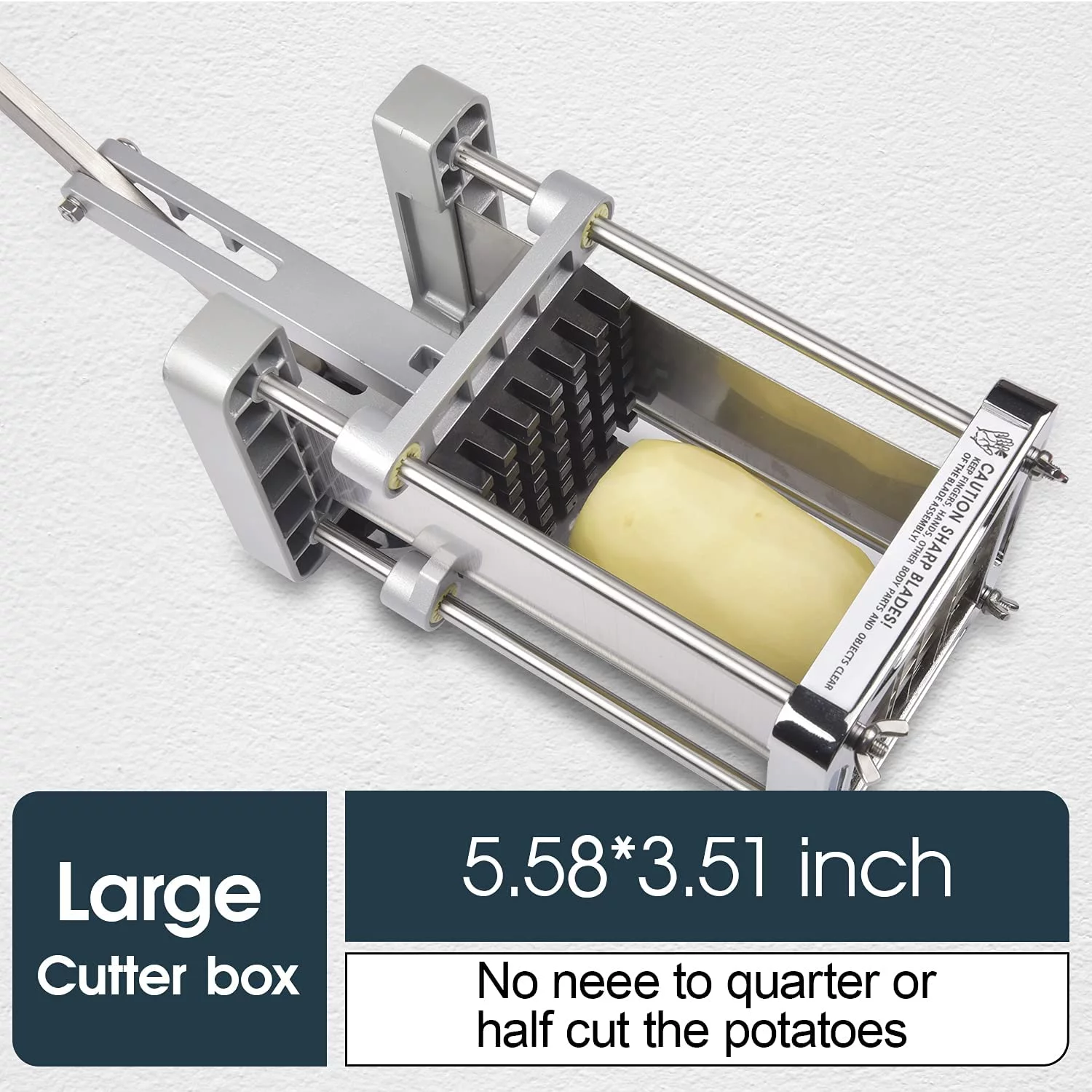 French Fry Cutter, Professional Potato Cutter Stainless Steel with 1/2-Inch Blade Great for Potatoes Carrots Cucumbers
