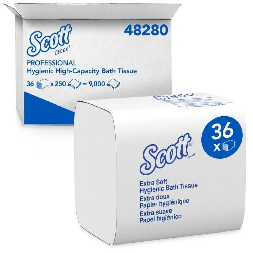 Scott Hygienic Bath Tissue, Septic Safe, 2-Ply, White, 250/Pack, 36 Packs/Carton