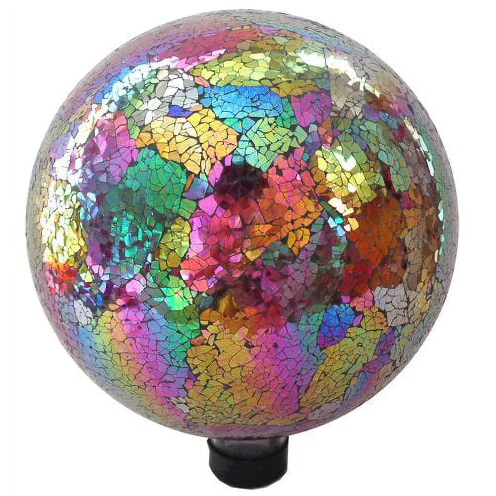 Gardener Select Glass Gazing Globe for Yard and Garden Decoration, Mosaic Blue Yellow Globe, 10