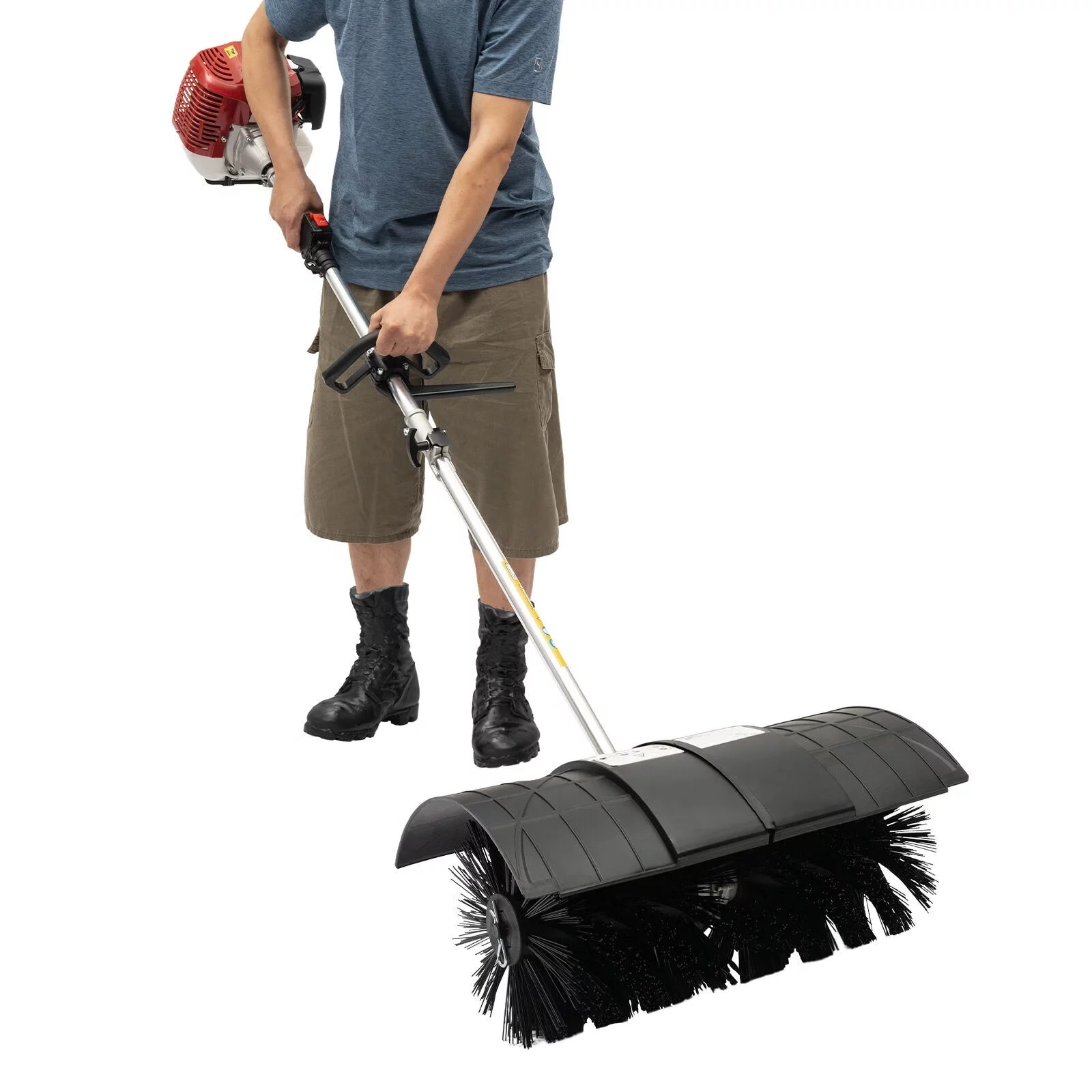 YIYIBYUS Sweeper 52cc 2.3HP Handheld Cleaning Brush Broom for Driveway Turf Artificial Grass Snow Cleaning Street Floor Leaves Sweeping