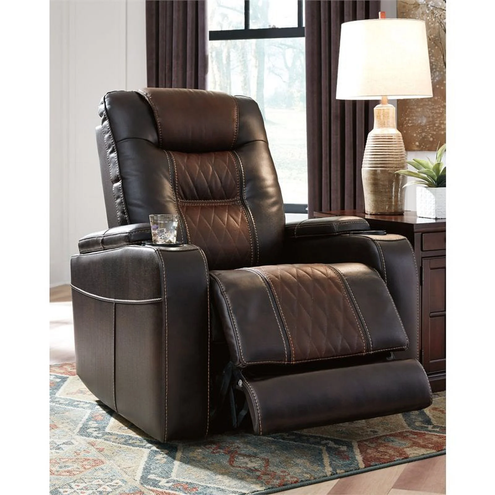 Bowery Hill Composer Power Recliner in Brown