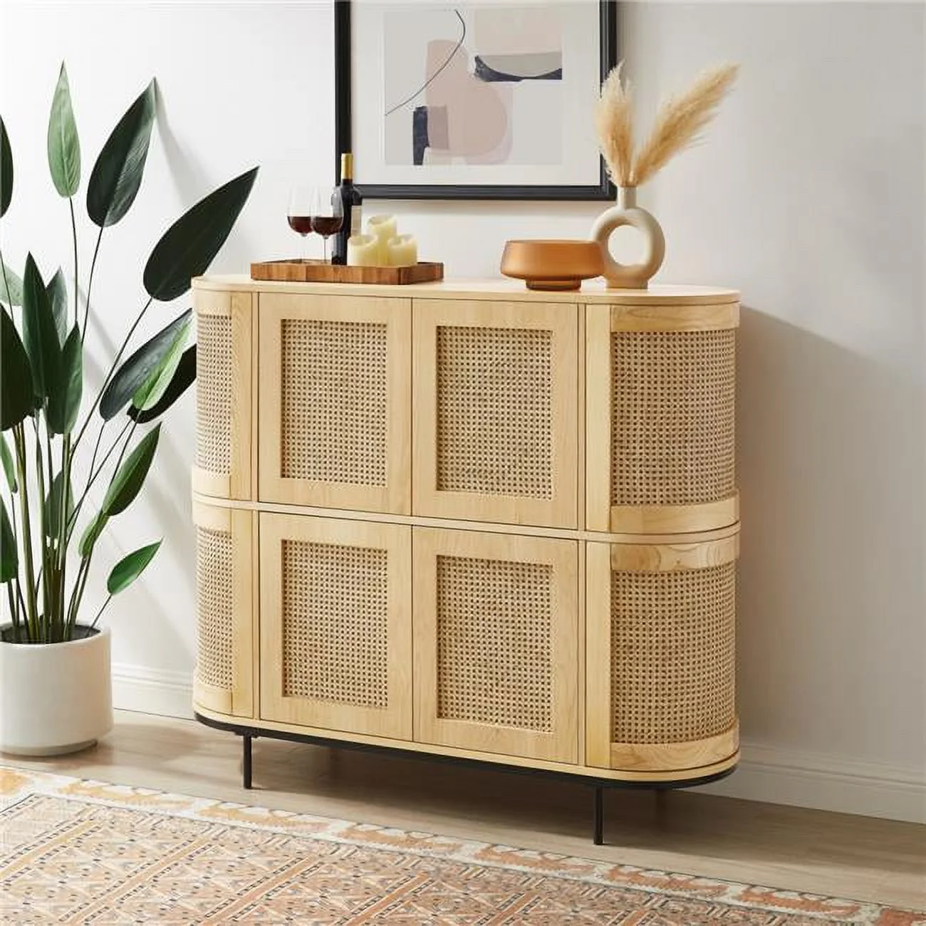 Posh Living CA463-09AK-UE Posh Living Riya Bar Cabinet/Buffet with Storage, Oak