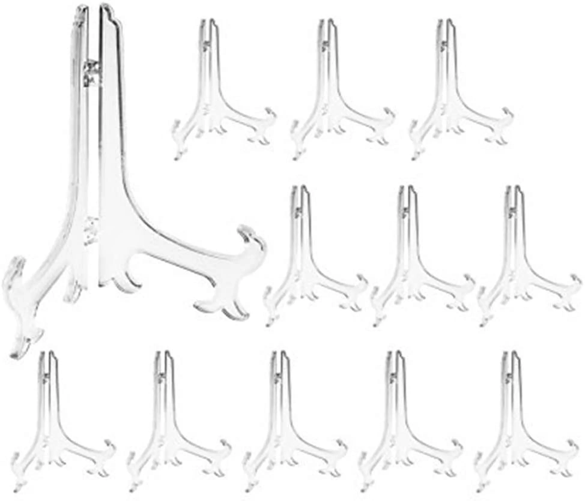 7 Inch Clear Plastic Easels or Stand/Plate Holders to Display Pictures or Other Items at Weddings, Home Decoration, Birthdays, Tables (12 Pack)