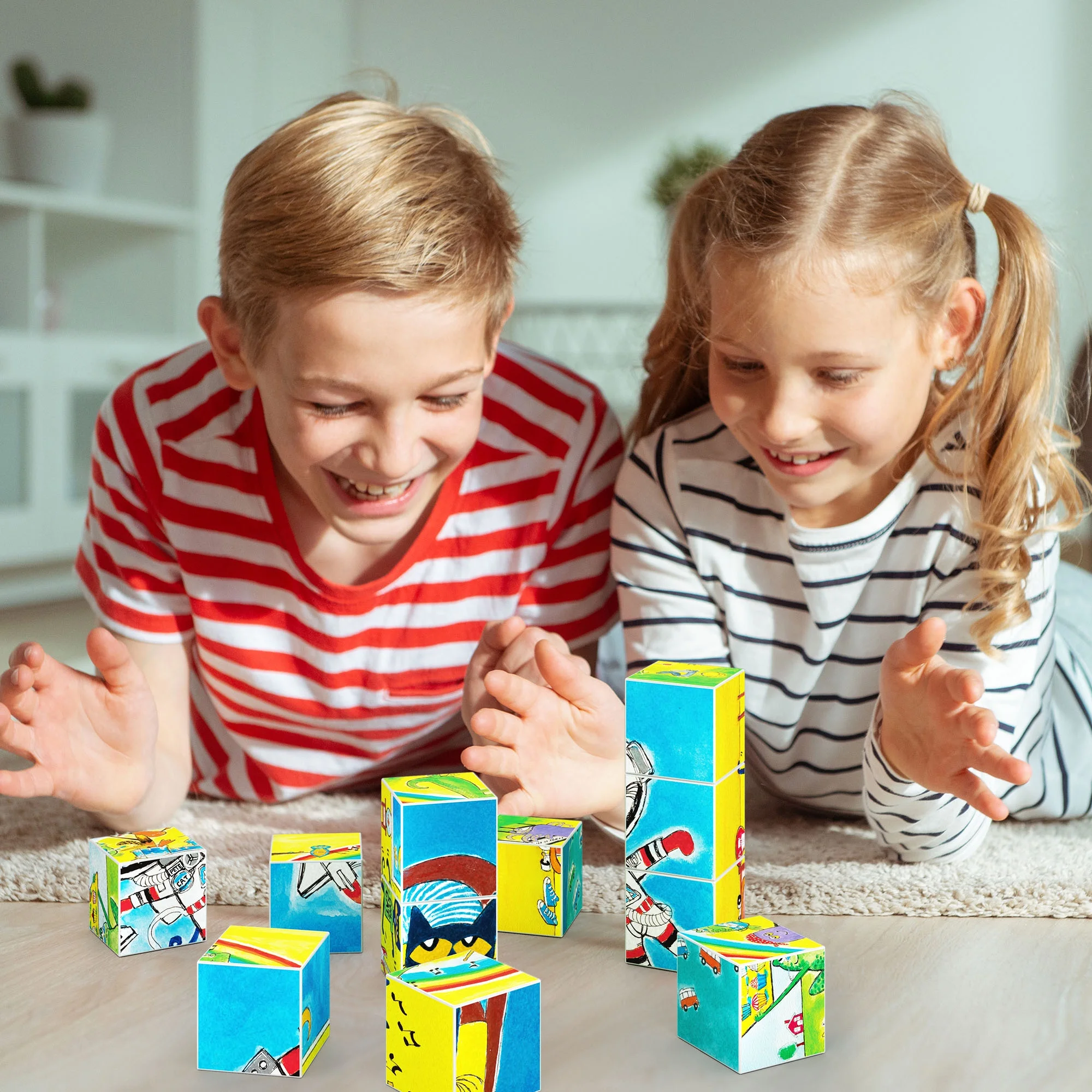 PicassoTiles Pete the Cat Magnetic Cubes, Magnetic Building Blocks for Kids, Magnet Toy for Kids 3+, Game, Educational Toys