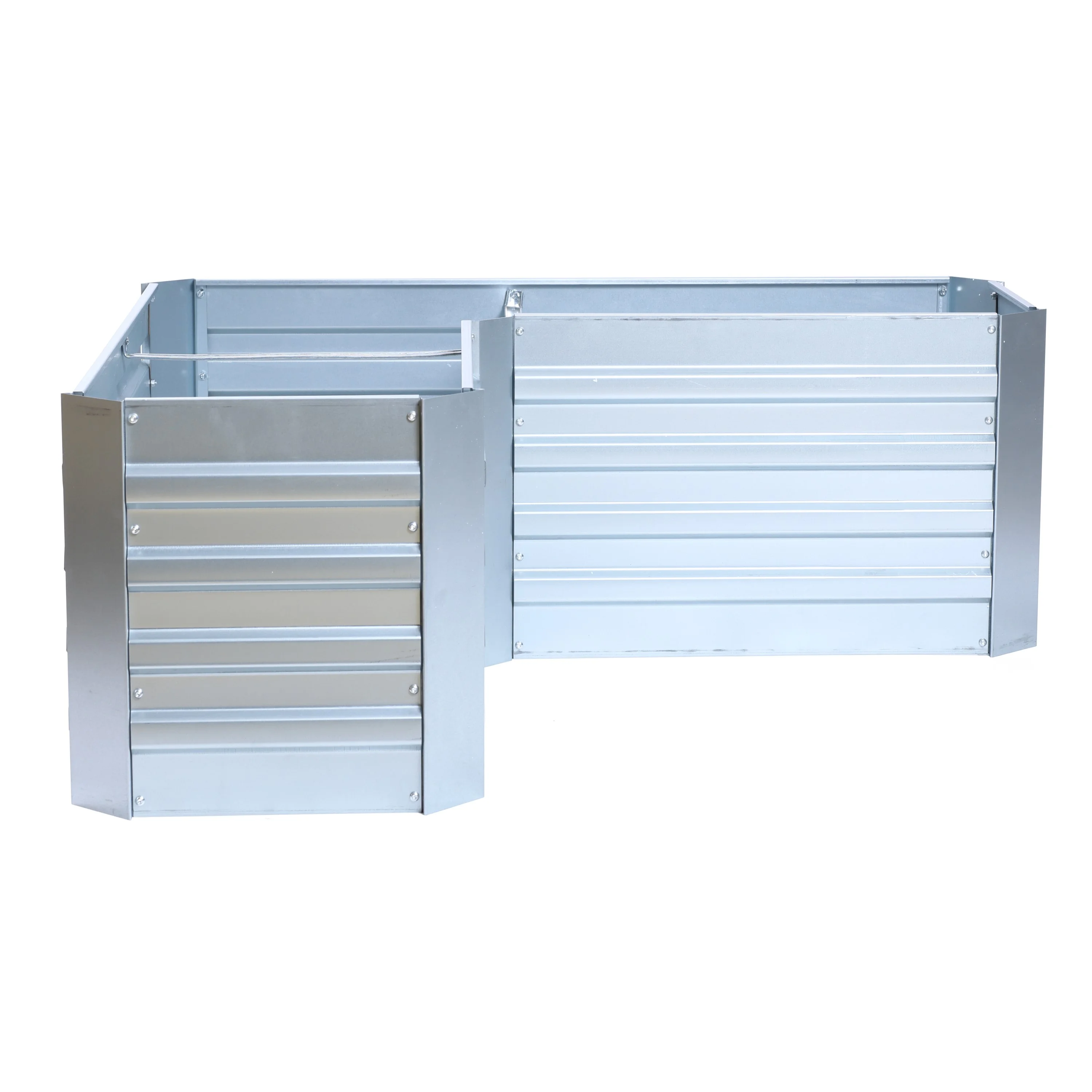 LuxenHome L-Shaped Galvanized Raised Garden Bed