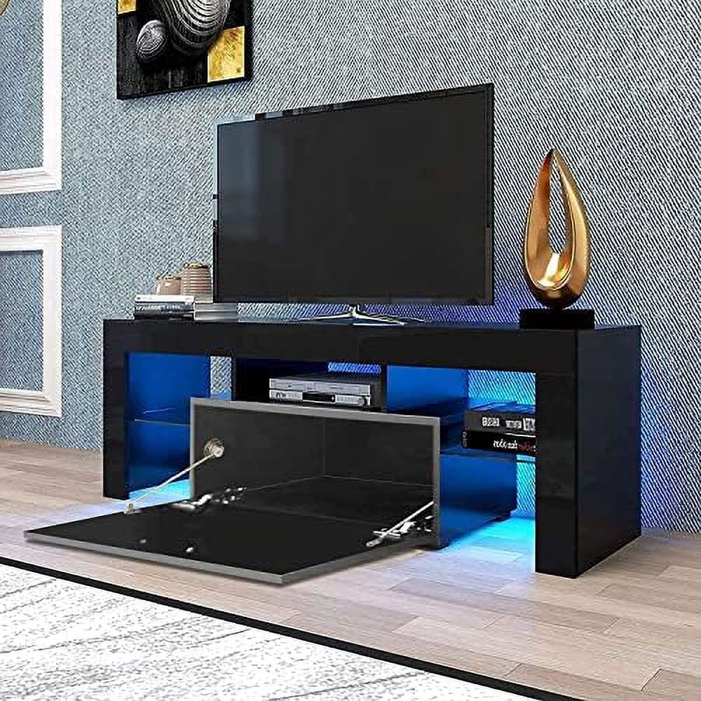 CGFHYP TV Stand for 55 inch TV with  - Universal TV Stand with LED Lights  Entertainment Center for 55 inch TV  LED Television Stands Media Cabinet TV Console for Living Room Bedroom Vide