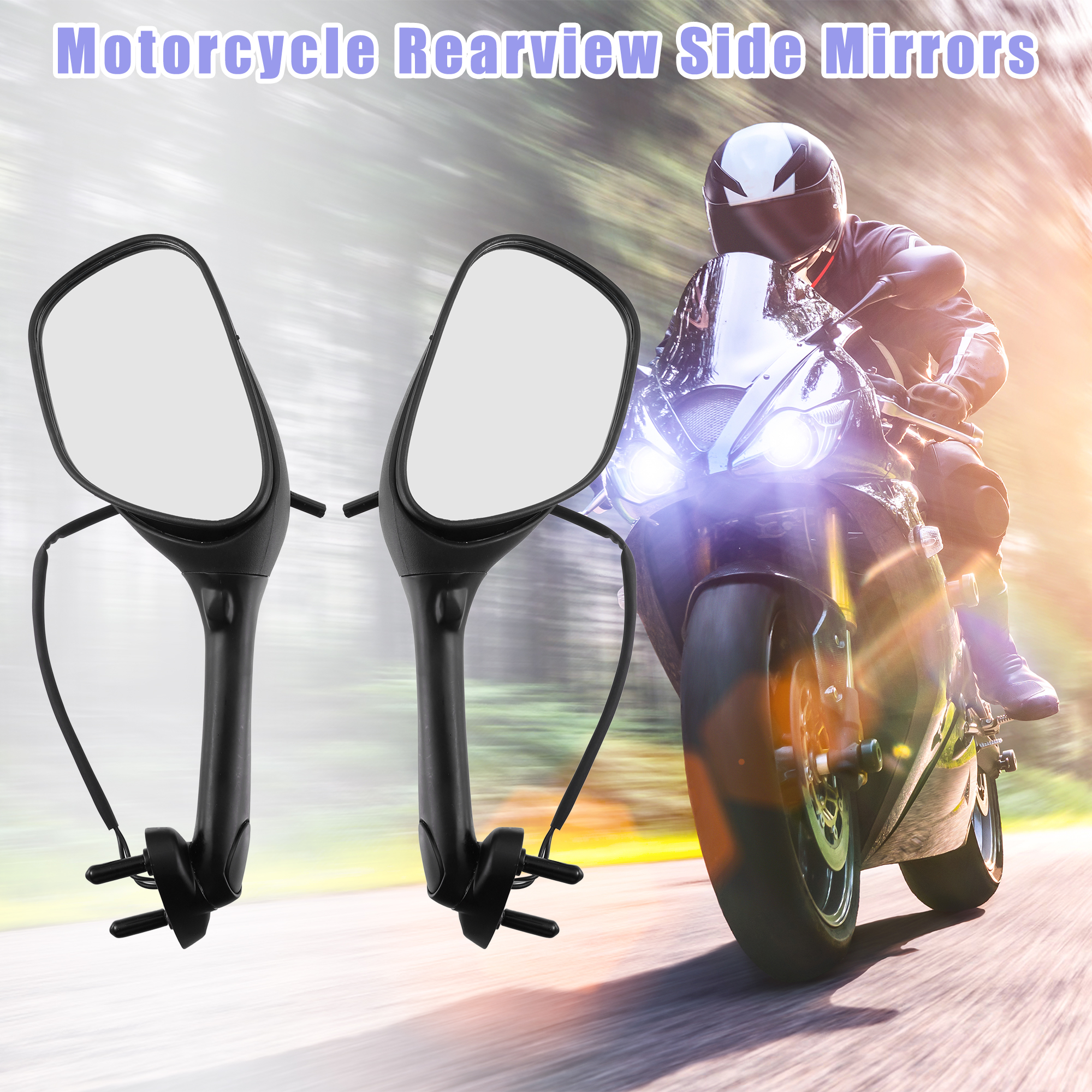Unique Bargains Front Motorcycle Rearview Side Mirrors with LED Turn Signals Light Black Clear 1Pair