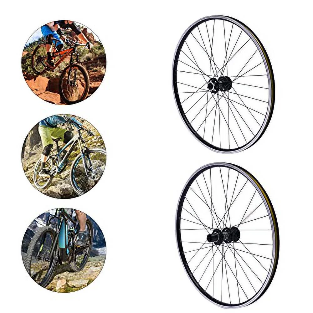 Guaopom Mountain Bike Wheelset 27.5Inch, Aluminum Alloy Rim Disc Brake MTB Wheelset, Quick Release Front Rear Wheels Black Bike Wheels, Double Six Hole Discs Brake Fits 7-12 Speed Casset