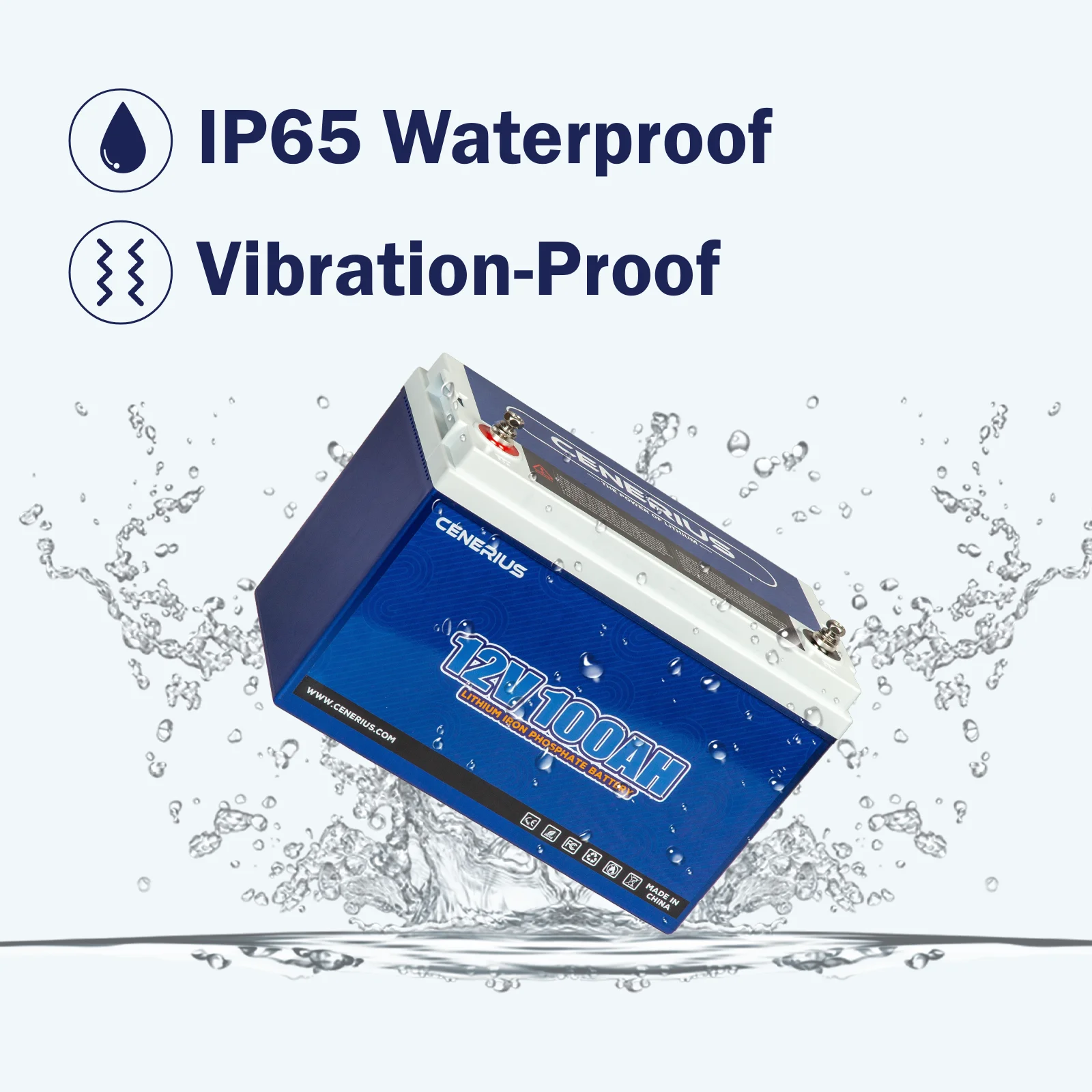 Cenerius 12V 100Ah LiFePO4 Lithium Battery,Built In 100A BMS,1280Wh Energy,High & Low Temp Protection Deep Cycle Rechargeable