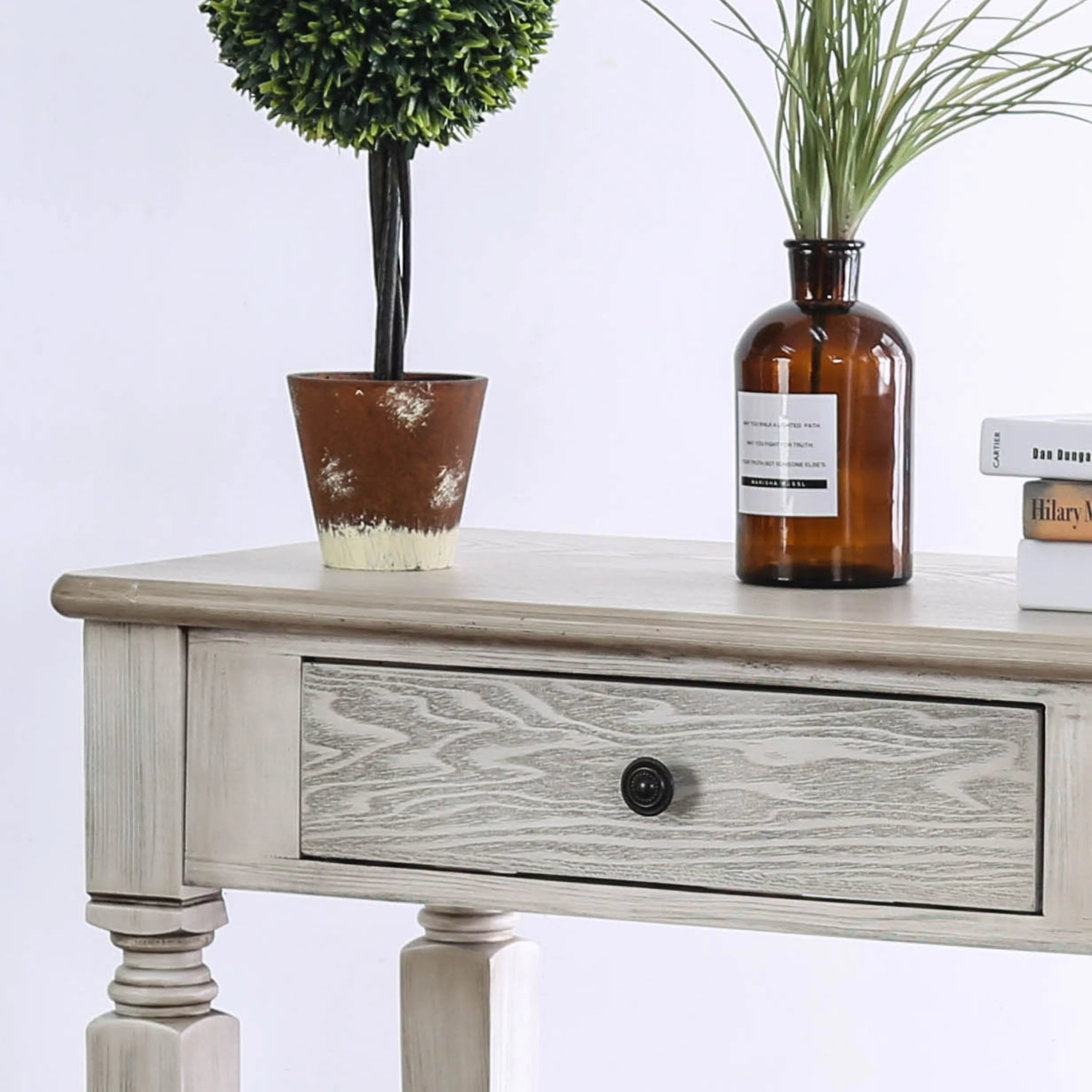 Furniture of America Joby Rustic White 52-inch Solid Wood 2-Drawer Sofa Table by