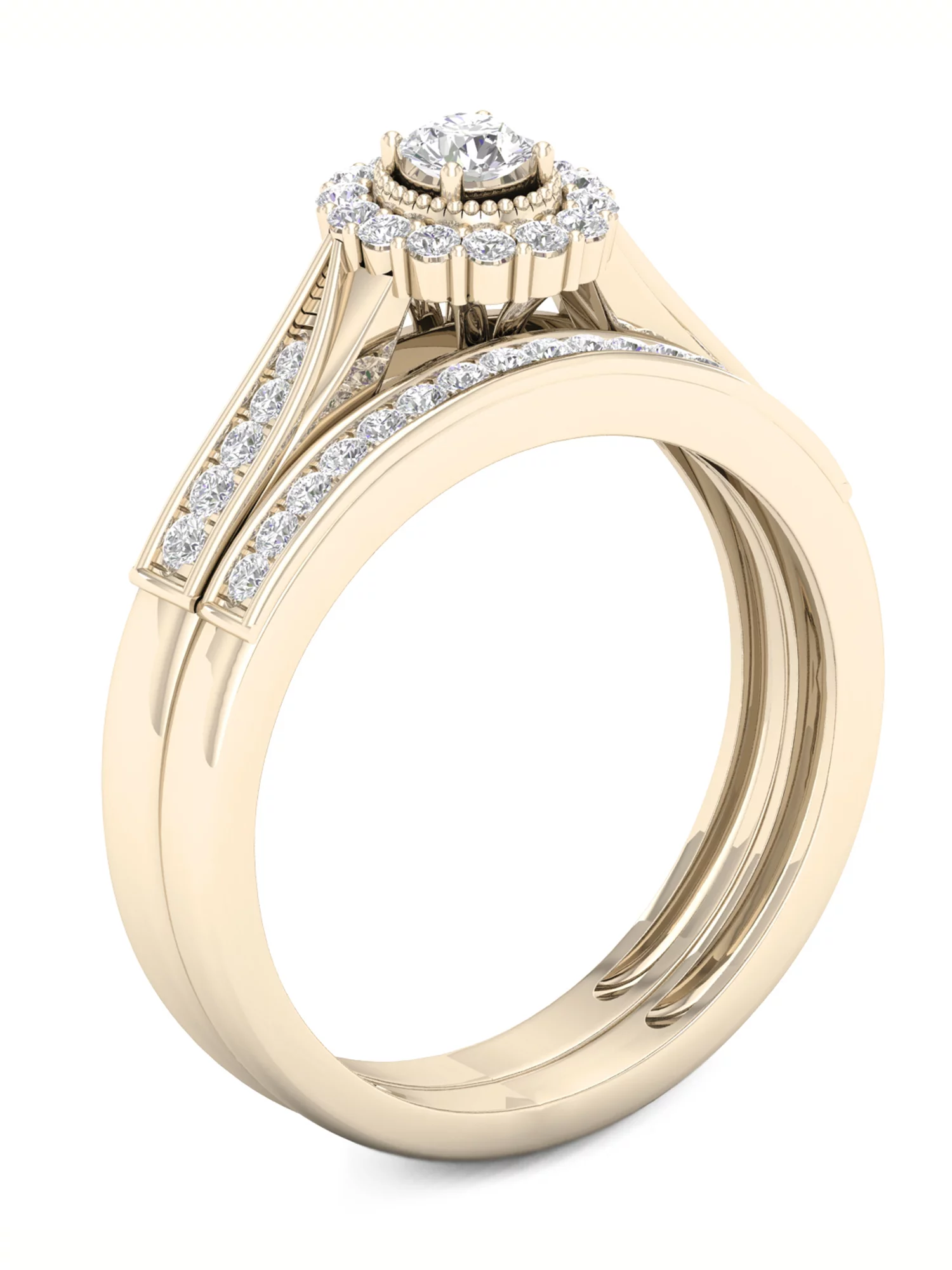 Imperial 1/3Ct TDW Diamond 10k Yellow Gold Halo Bridal Set (H-I, I2)