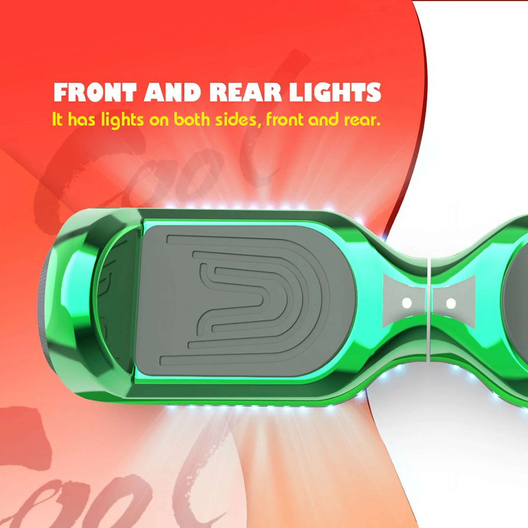 6.5'' Hoverboard with Front/Back LED & Bluetooth Speaker, Self-Balance Flash Wheel, UL Chrome Green