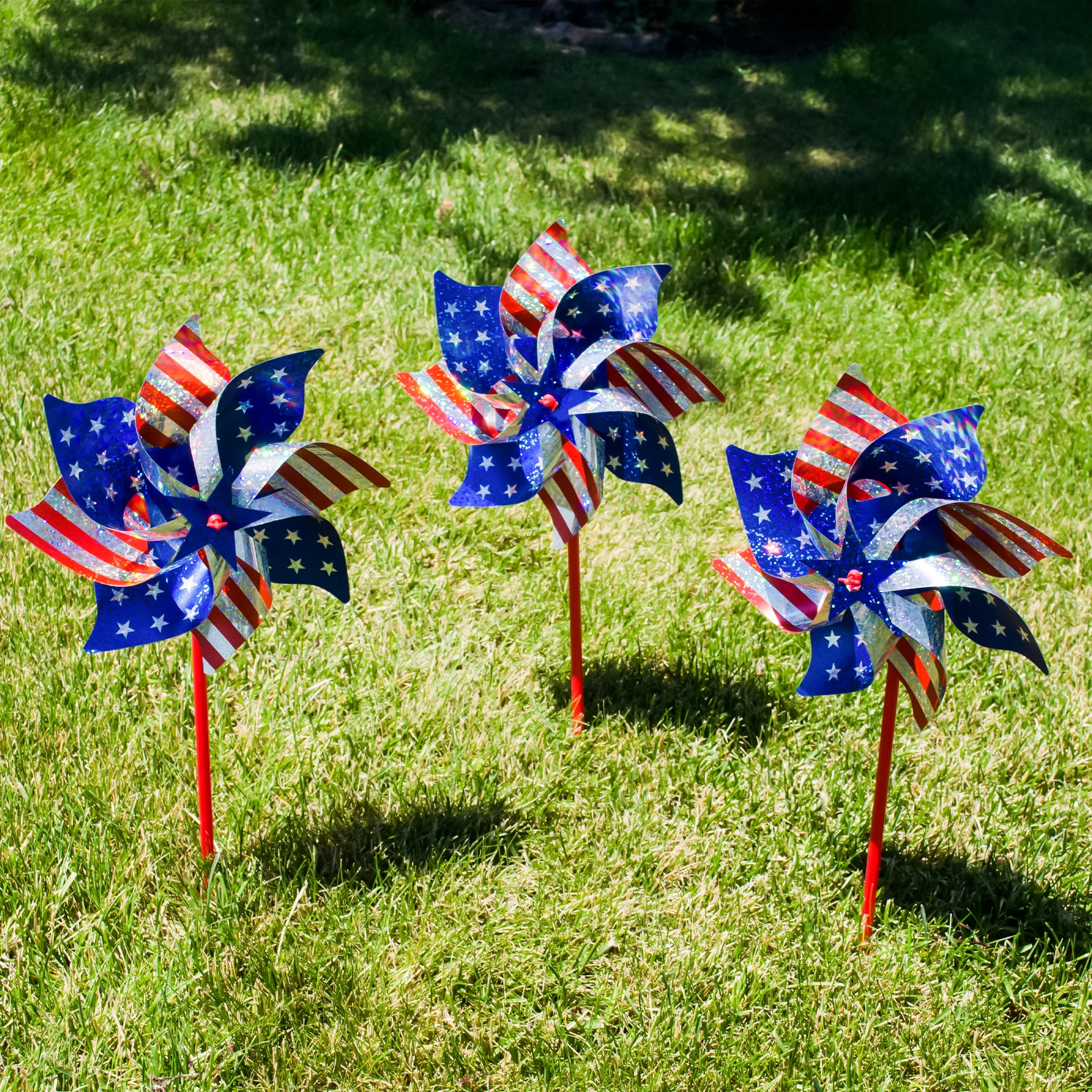 In the Breeze 2749-PACKS — Stars & Stripes Pinwheel, 8-Inch Diameter, 48 Pieces — Patriotic Fun Hand-Held Pinwheel Spinners