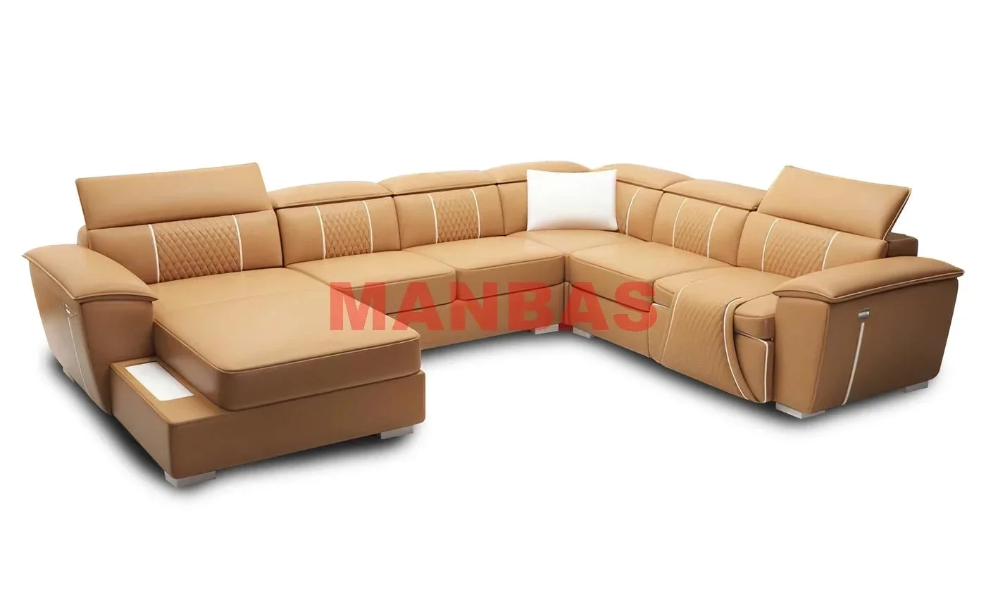 MANBAS U Shape Big Sofa Sectional Couch Electric Reclining Sofa Set Italian Genuine Leather Power Recliner Functional Salon Cama