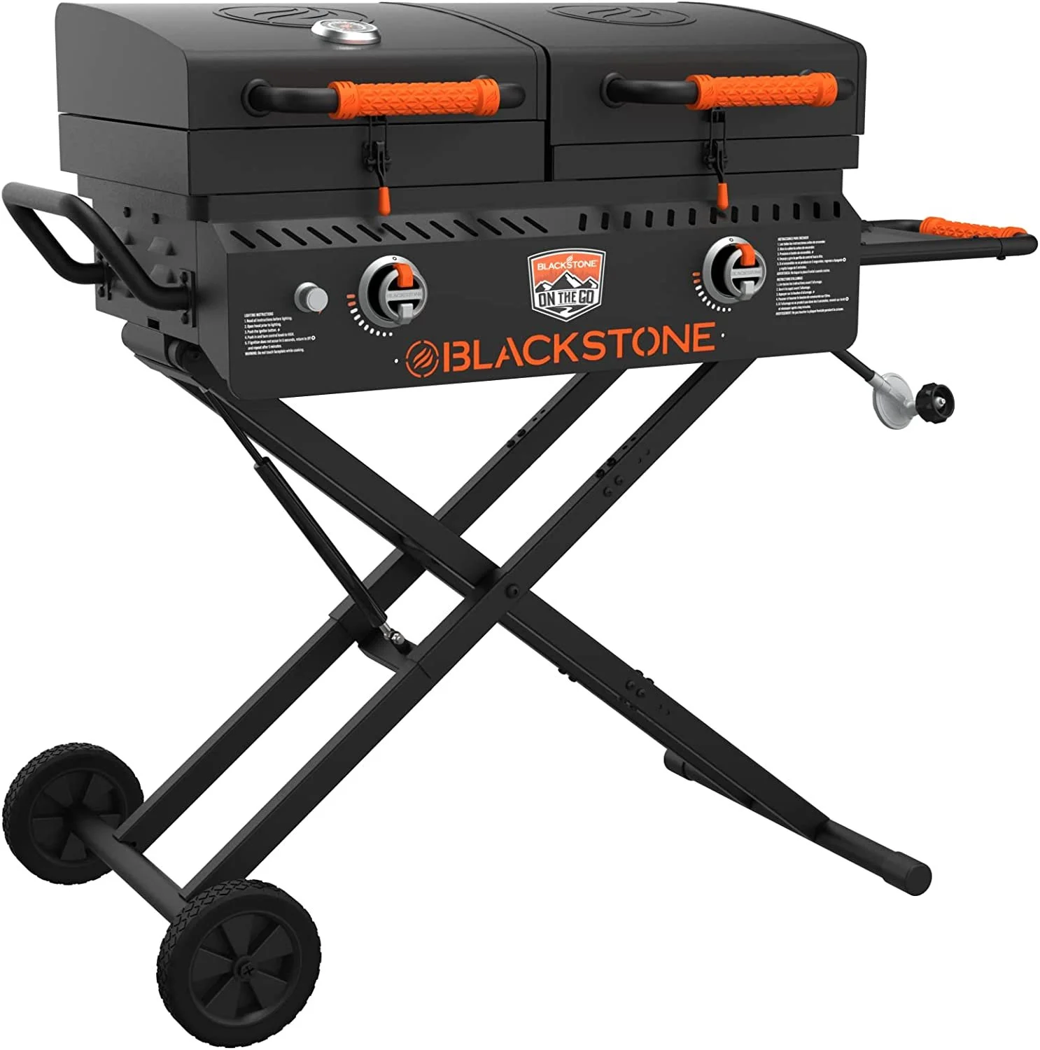 Blackstone 1550 On The Go Combo with Wheels, Legs Hood & Side Shelf Heavy Duty Flat Top Portable BBQ Griddle Grill Station for Kitchen, Camping, Outdoor, Tailgating, Black