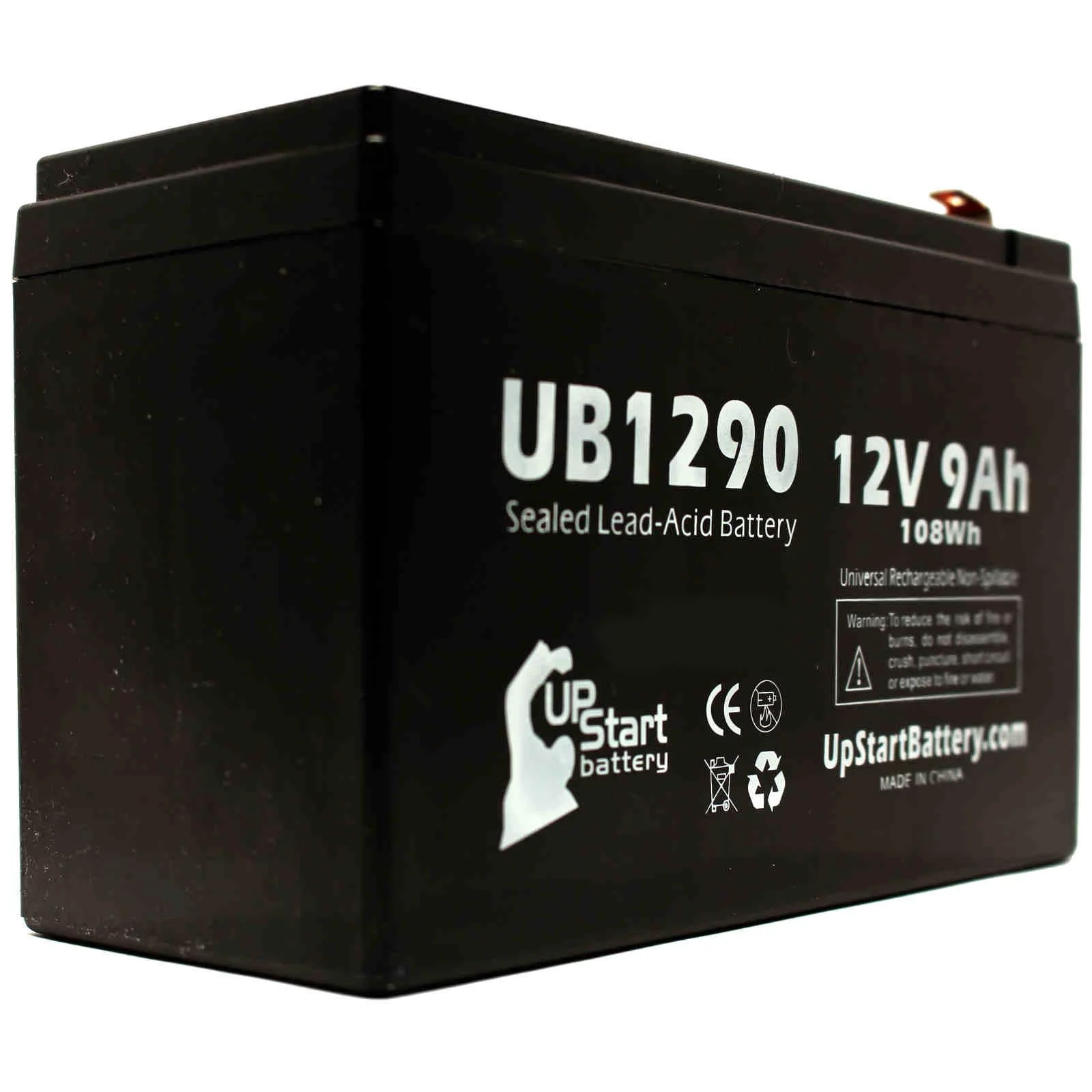 5x Pack - Compatible Alpha Pinnacle Plus 1500RM Battery - Replacement UB1290 Universal Sealed Lead Acid Battery (12V, 9Ah, 9000mAh, F1 Terminal, AGM, SLA) - Includes 10 F1 to F2 Terminal Adapters