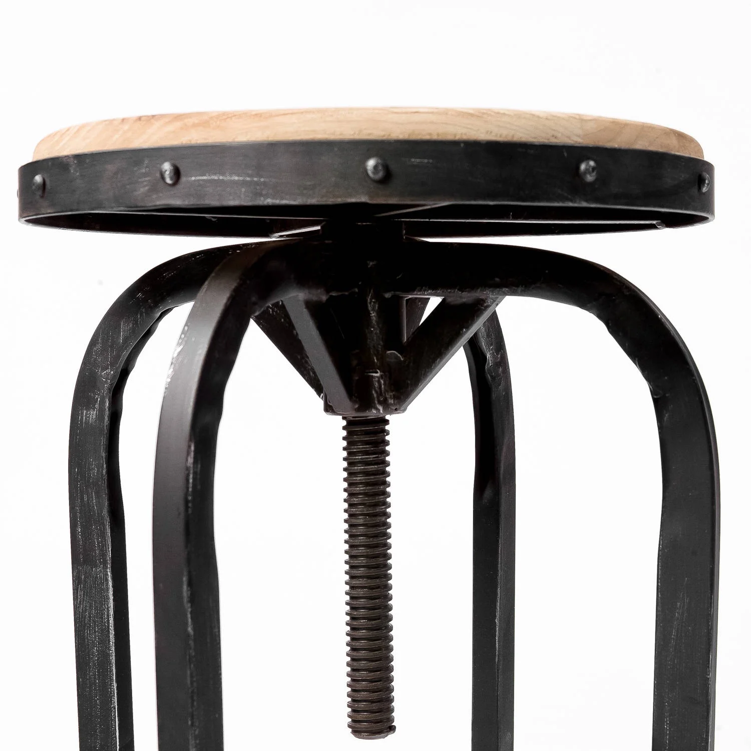 Noble House Keaton Adjustable Natural Wood Finish Bar Stool