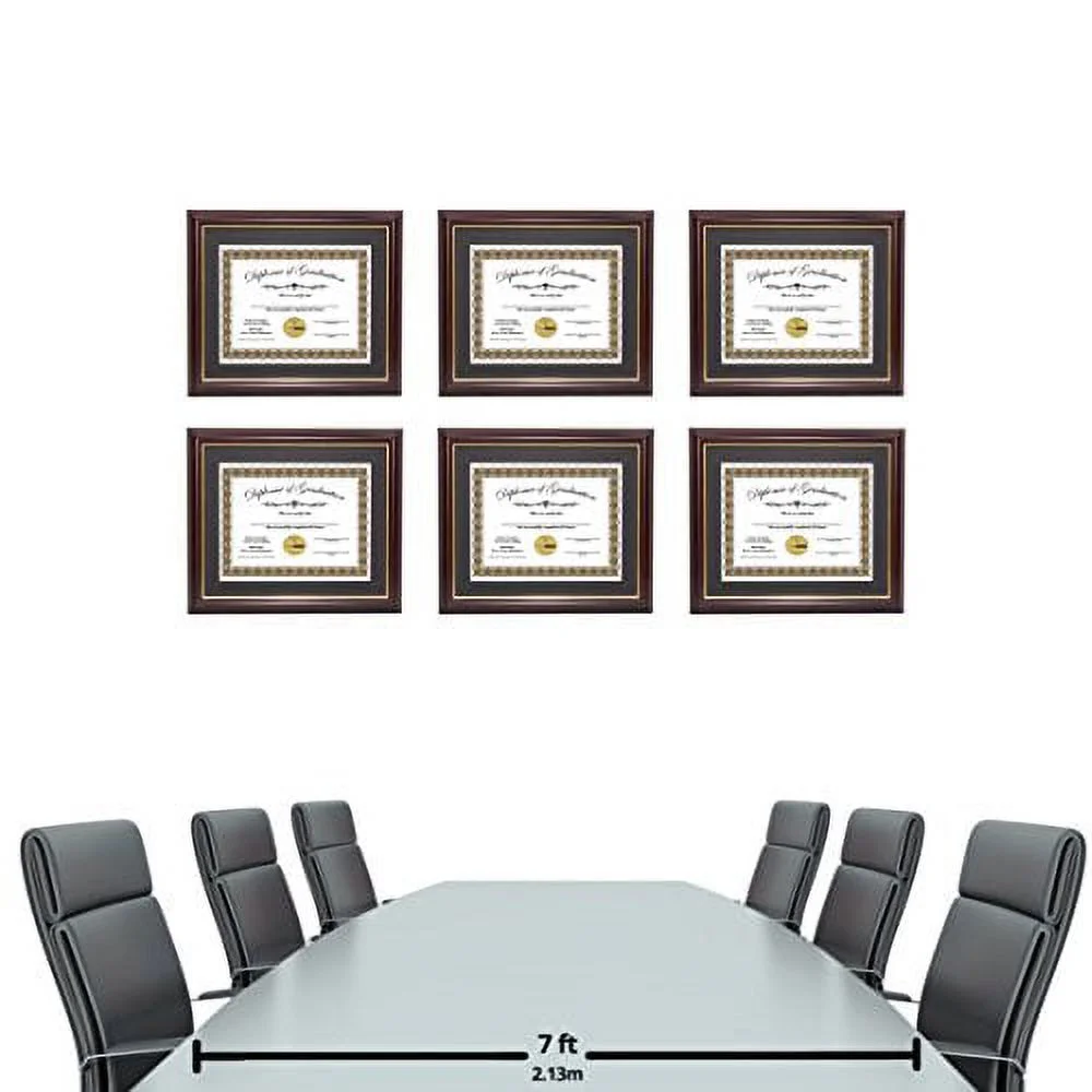 Creative Picture Frames CreativePF [11x14mh.gd] Mahogany Frame with Gold Rim, Black Matting Holds 8.5 by 11-inch Diploma with Easel and installed Hangers (12-Pack)