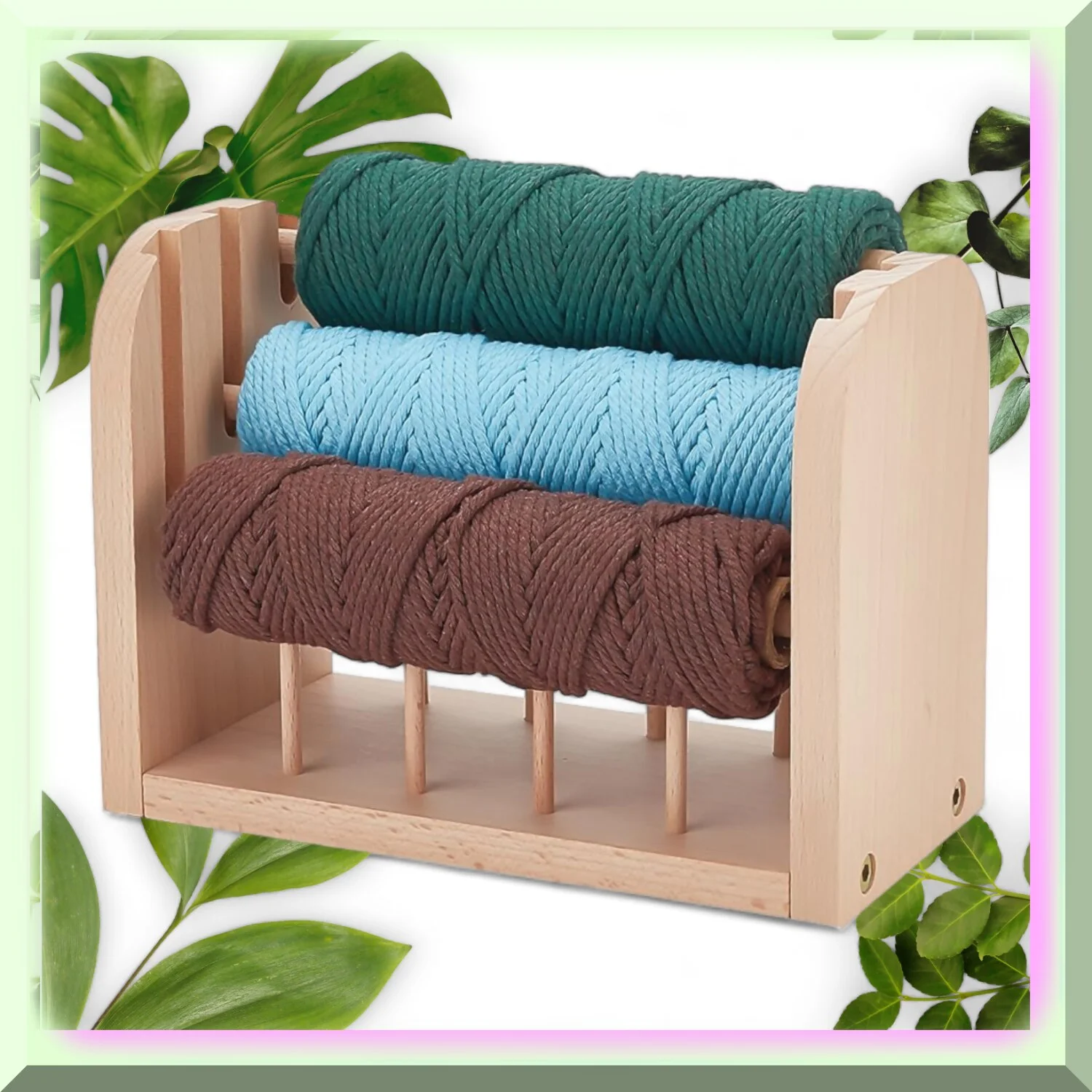 CraftySpoolWood - Adjustable Wooden Yarn Holder & Thread Rack Organizer for Crocheting, Sewing, and Quilting. Perfect Embroidery Supply Tool with 3 & 8 Spools.