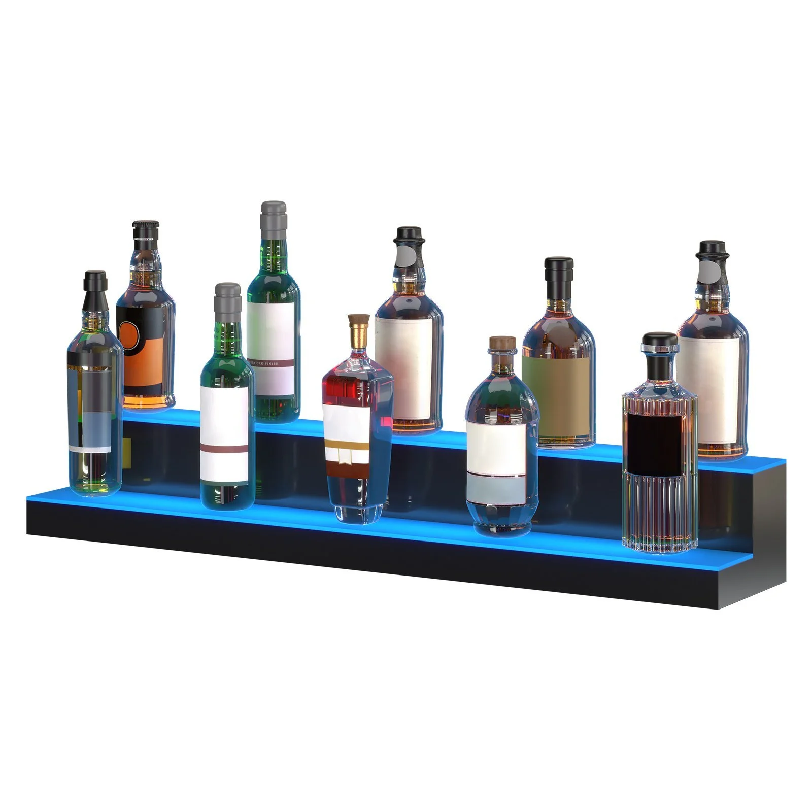 LED Liquor Bottle Display Shelf - 7 RGB Colors - Illuminate Spirits