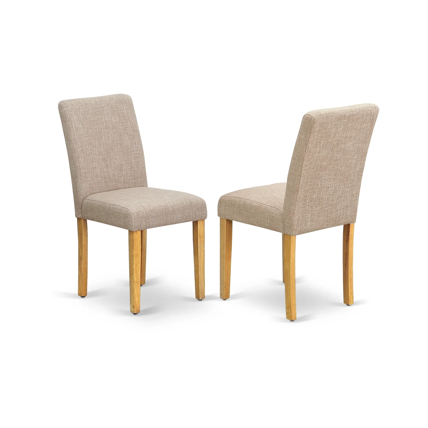 HomeStock Eclectic Exclusivity 5Pc Square 36 Inch Table And Four Parson Chair With Oak Leg And Linen Fabric Light Fawn