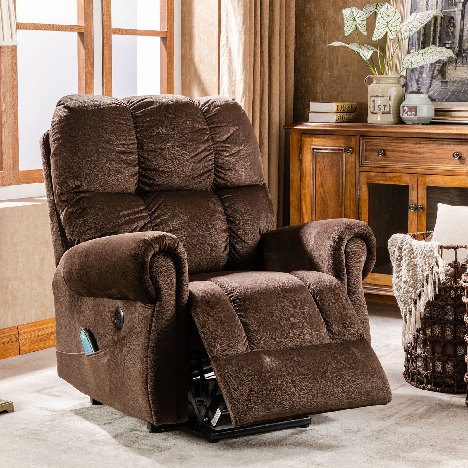 LOAOL Electric Lift Recliner with Heat Therapy And Massage,Velvet Finish, 38