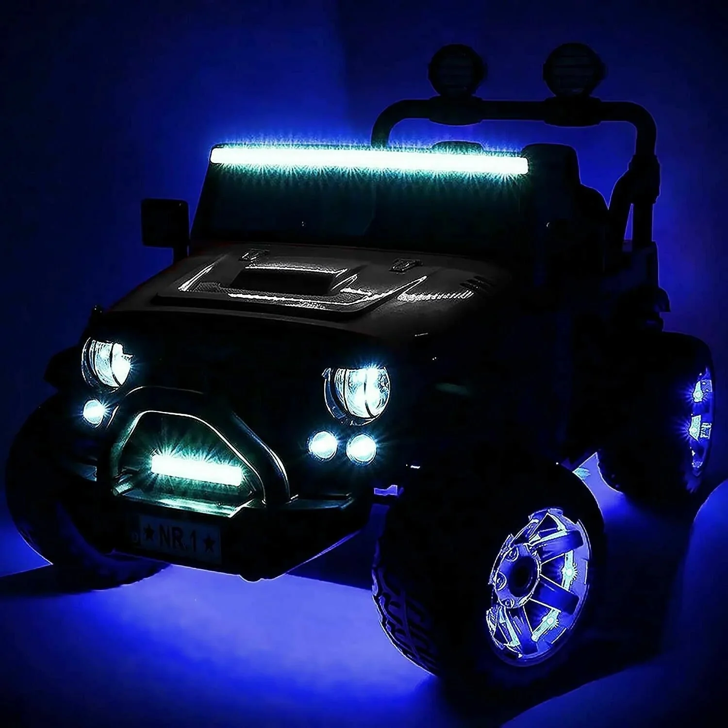 Kids Jeep 2 Seater Electric Ride-On Car with Remote Control, 3 Speed Options, Music and LED Lights
