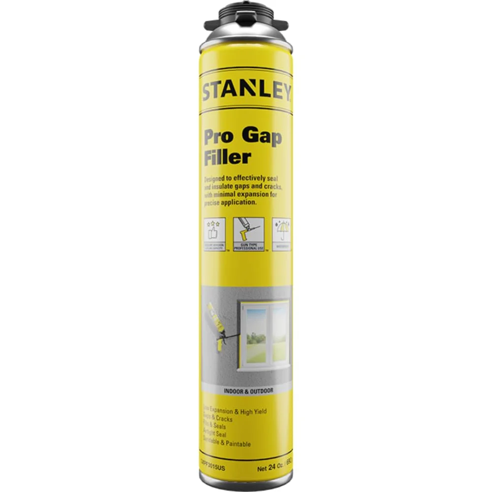 STANLEY Pro Gap Filler - Window & Door, Gaps & Cracks Filler Expanding Foam Sealant, Gun Use, 24 Oz, 1 Pack (Gun not included)