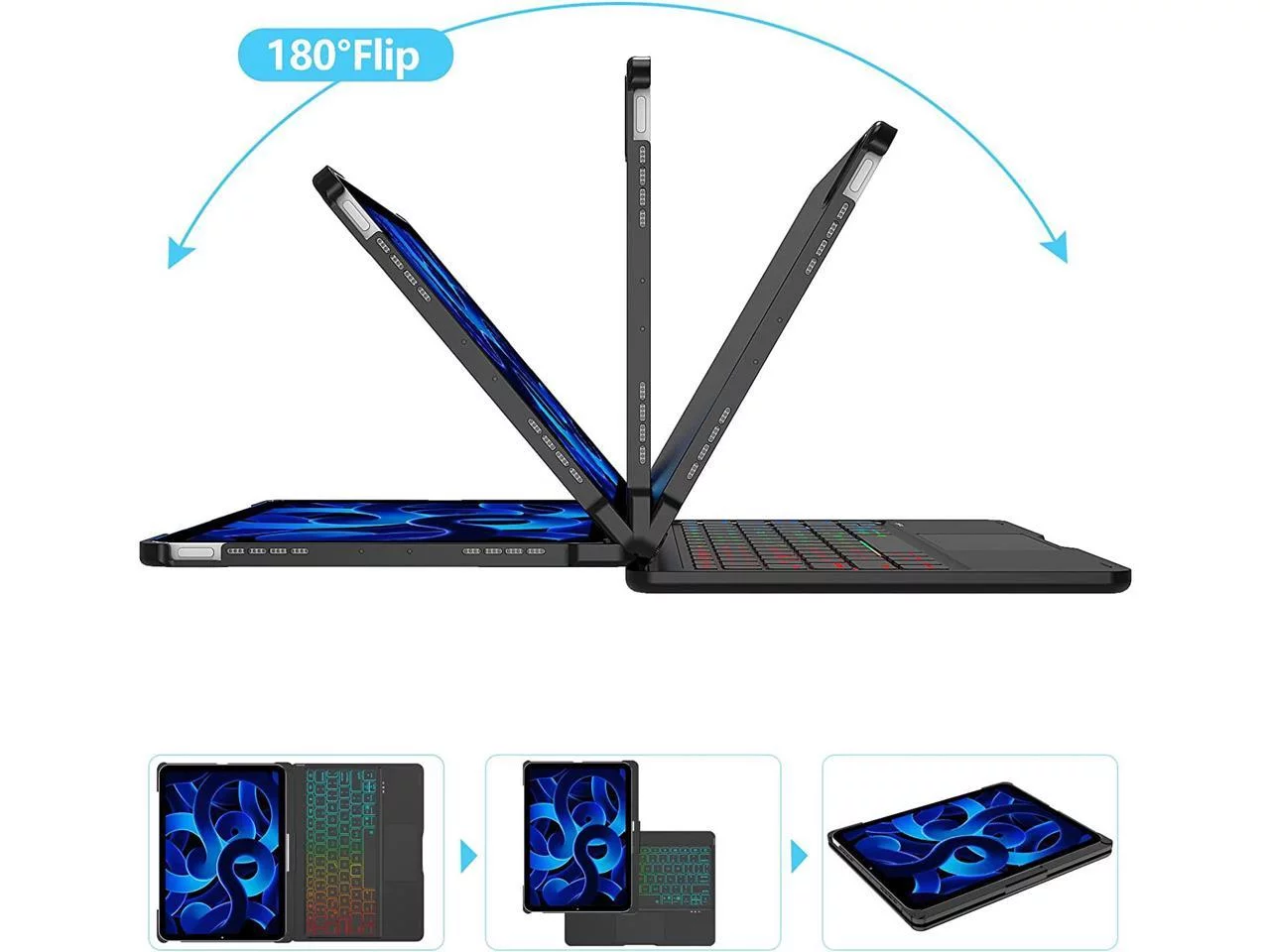 iPad 10th Generation 10.9 inch 2022 Case with Keyboard, Trackpad, Backlit, Rotatable - Touchpad iPad 10th Keyboard Case 10.9