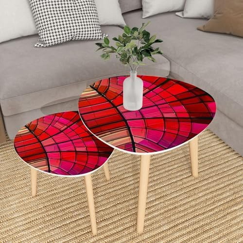 CHDEUSL Small Coffee Nesting  Abstract Stained Glass Mosaic Triangle End  Center   Modern   Room Bedroom Balcony