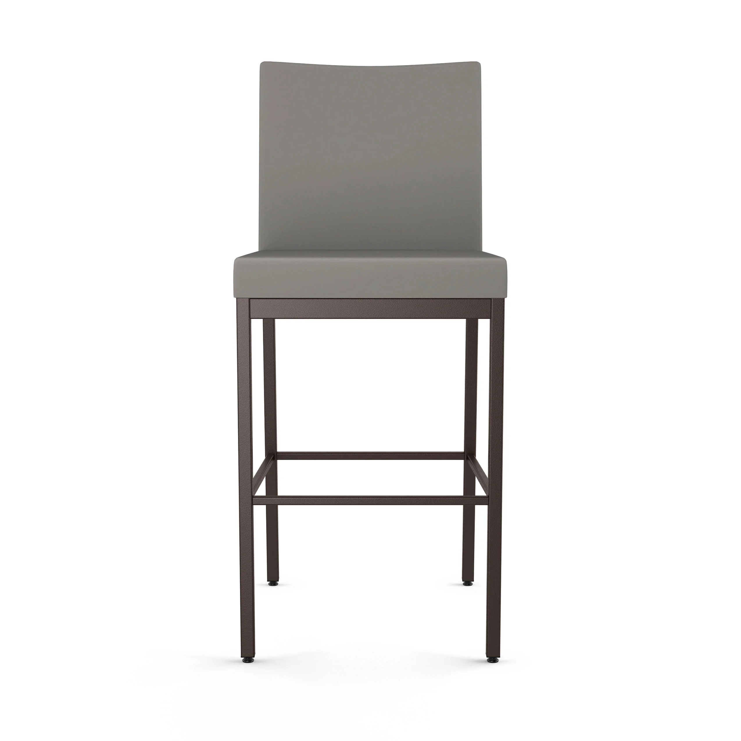 Amisco Perry Plus 30 In. Bar Stool - Taupe Grey Faux Leather / Dark Brown Metal