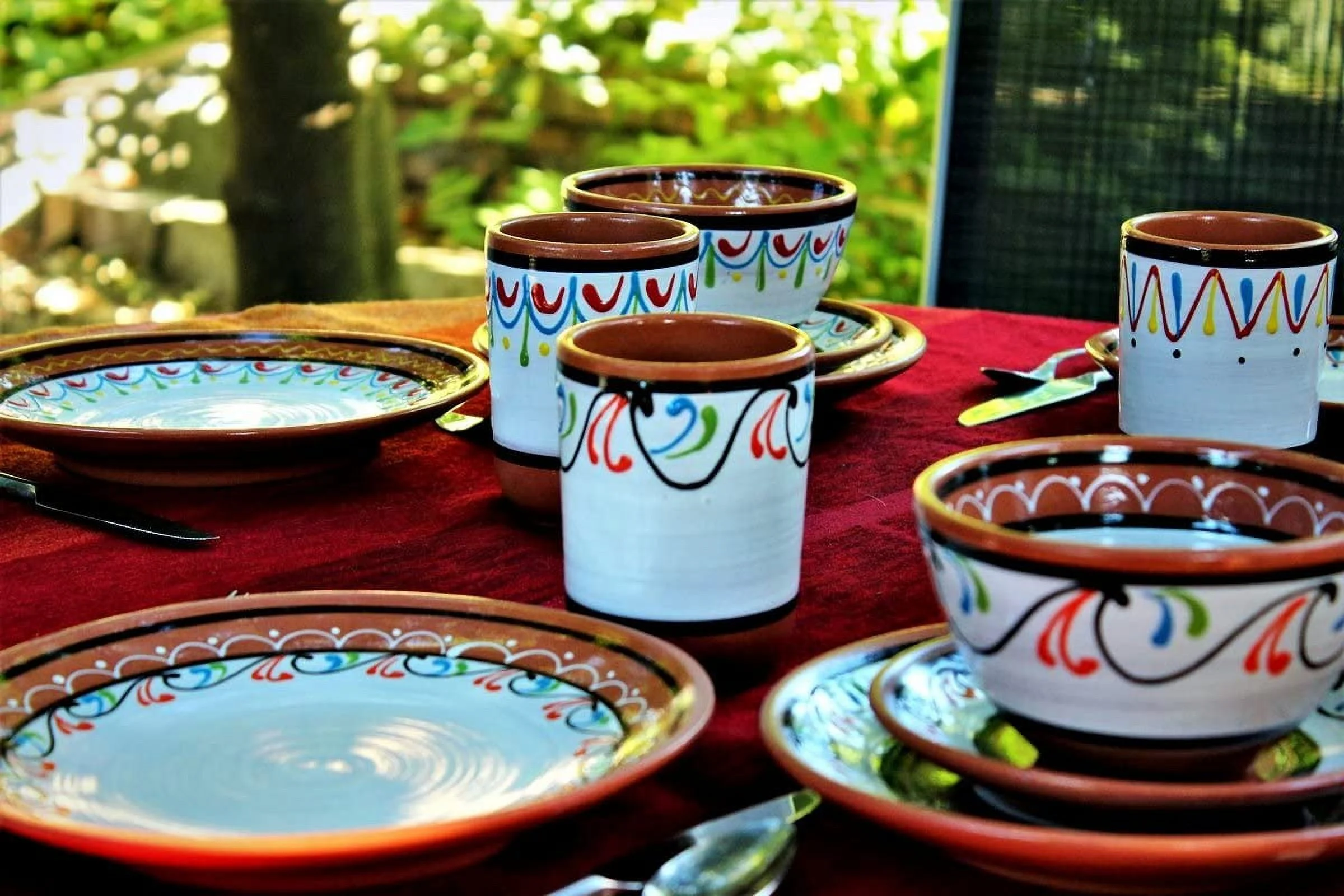 CXIAN Spanish Terracotta 5-Piece Small Dinner Plate Set (European Size), White