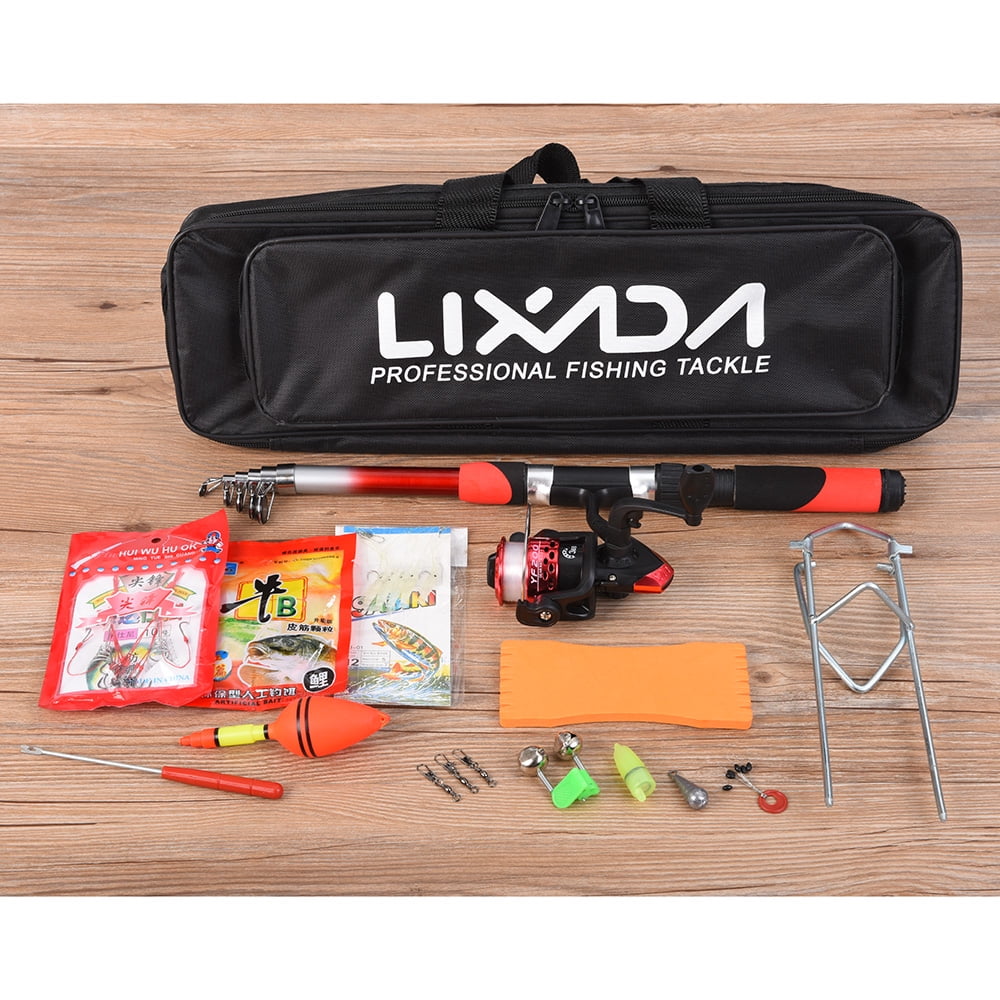 Lixada Telescopic Fishing Rod Reel Combo 2pcs 6.8FT Collapsible Fishing Pole Spinning Reel Lures Tackle Bag