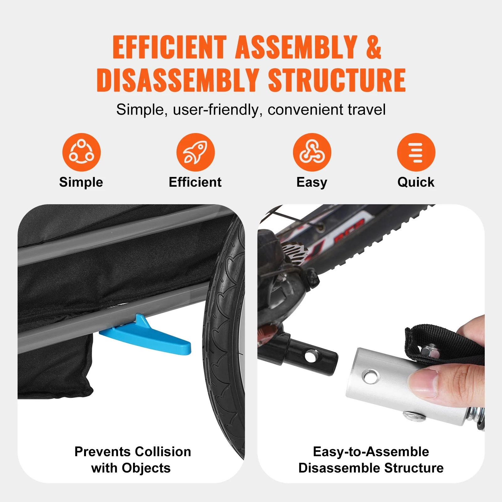 SKYSHALO 2Seater Trailer 110 lbs Child Bike Trailer Foldable Double Kids Carrier