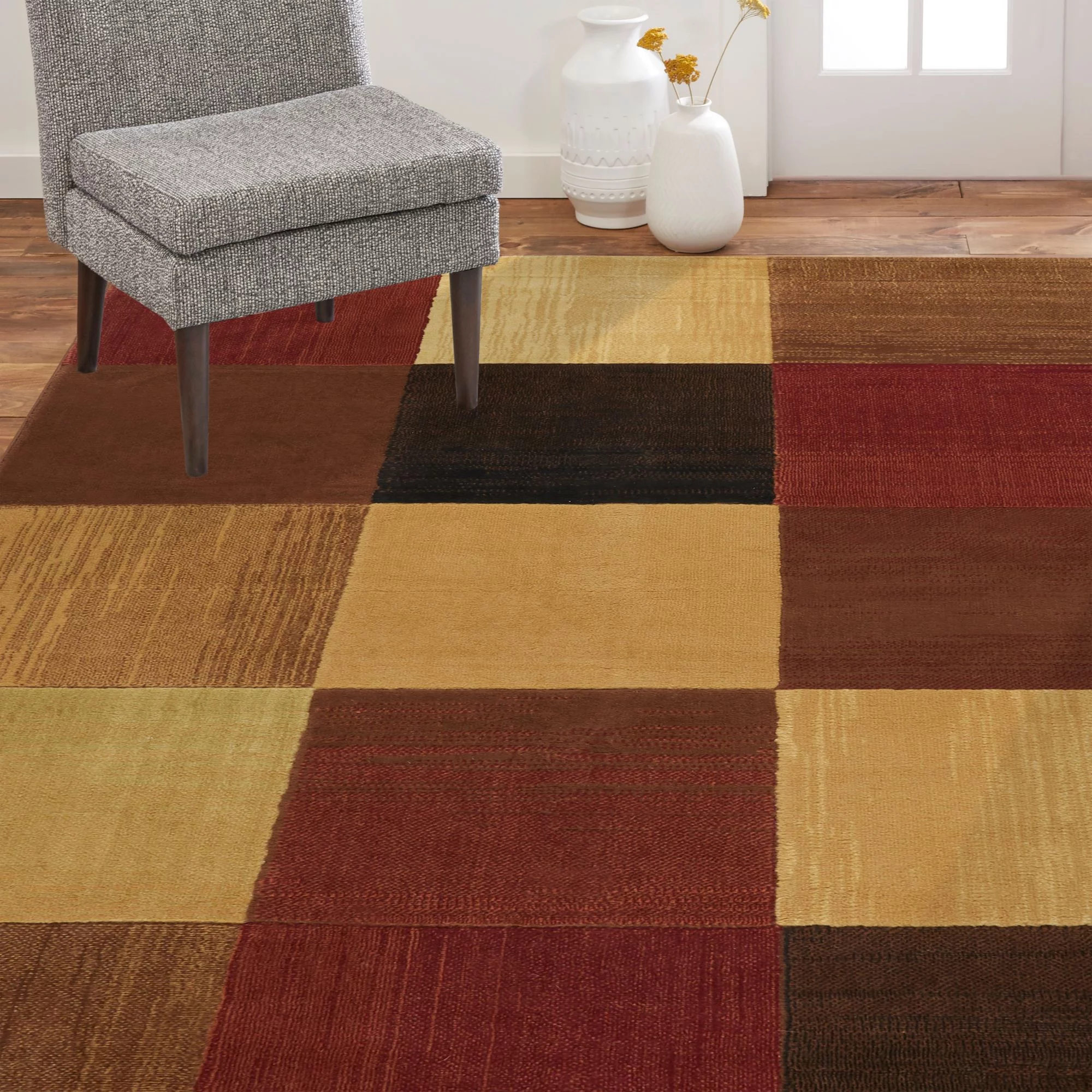 Home Dynamix Catalina Brookings Contemporary Color Block Area Rug, Brown/Beige, 3'3