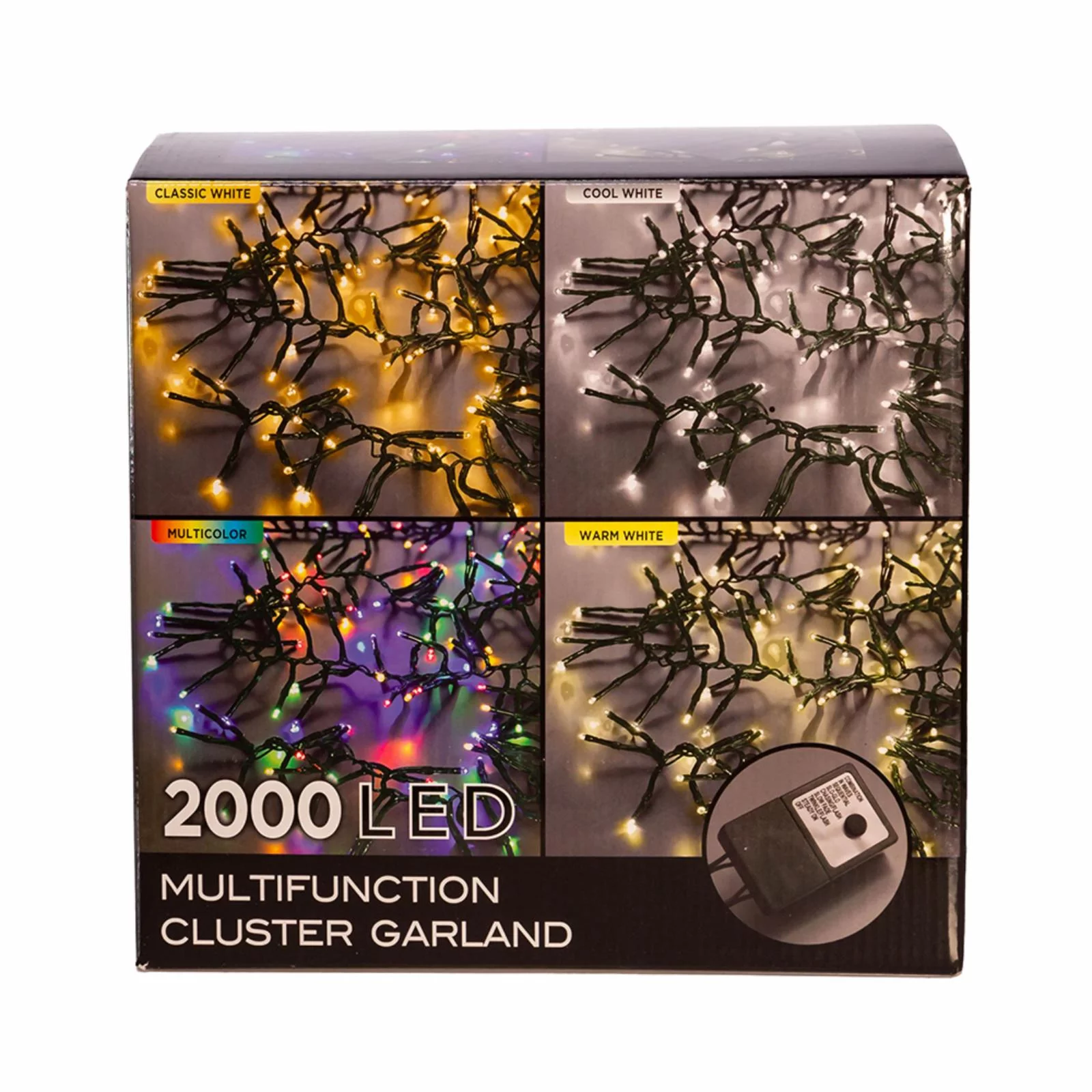 Kurt Adler 2000-Light 65-Foot Cluster Garland with Cool White LED Lights