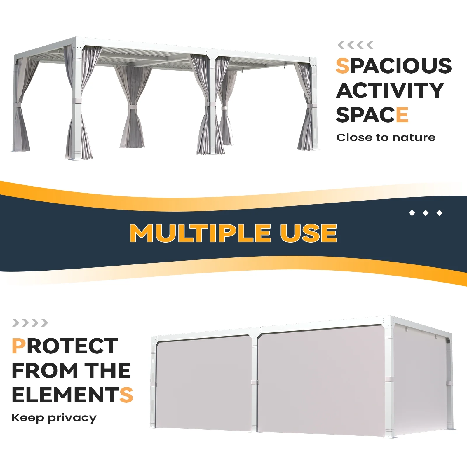 Erinnyees 12' x 24' Outdoor Louvered Pergola with Adjustable Aluminum Rainproof Roof, White