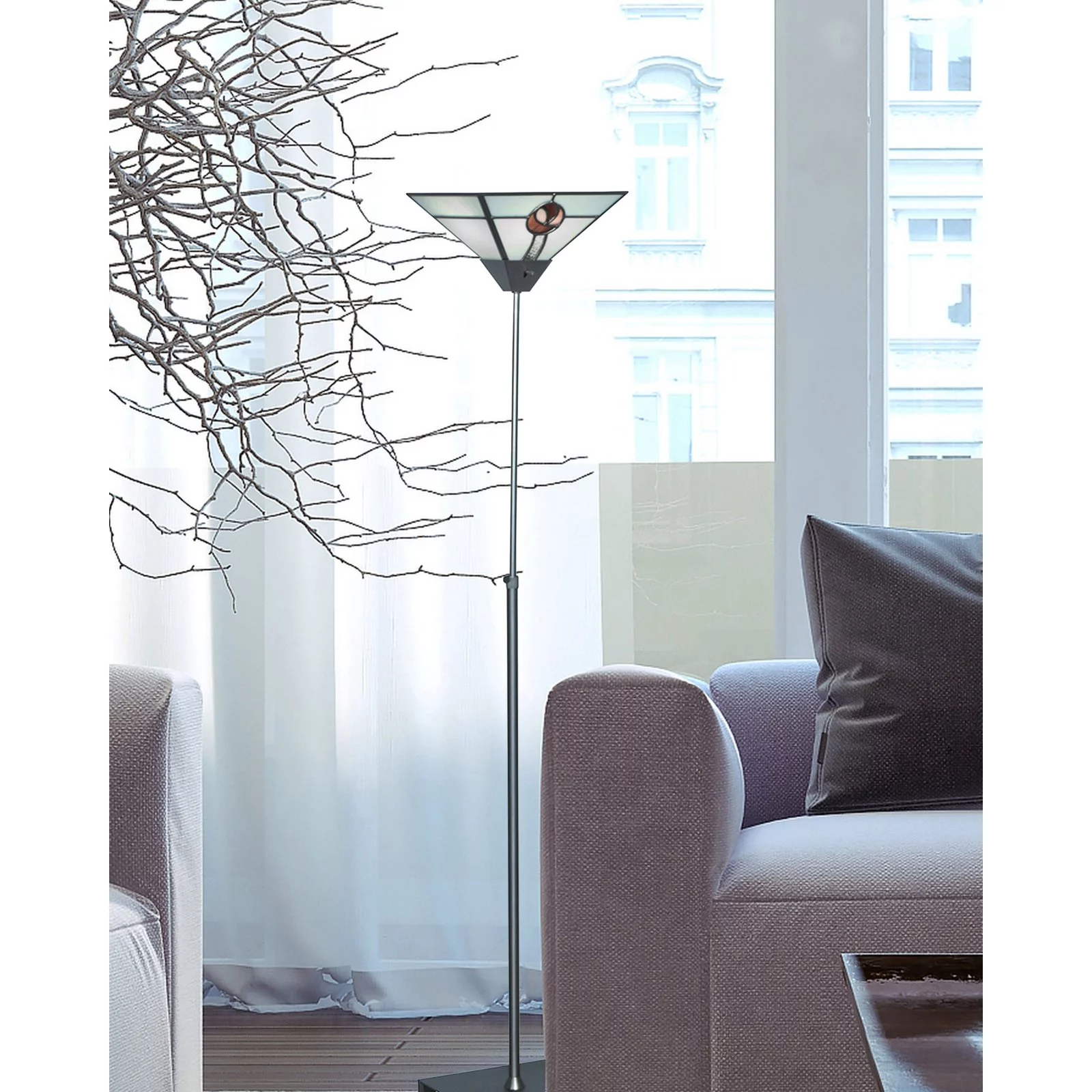 Springdale Lighting Mack 65.5 in. Rose Tiffany Torchiere Floor Lamp