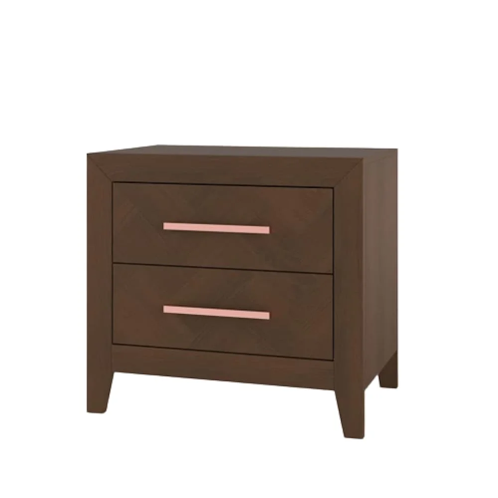 Kieran 2 Drawer Nightstand For Nursery Or Bedroom, Large Storage Drawers, Made Of Sturdy Pinewood, Non-Toxic, Baby Safe Finish (Toasted Chestnut)