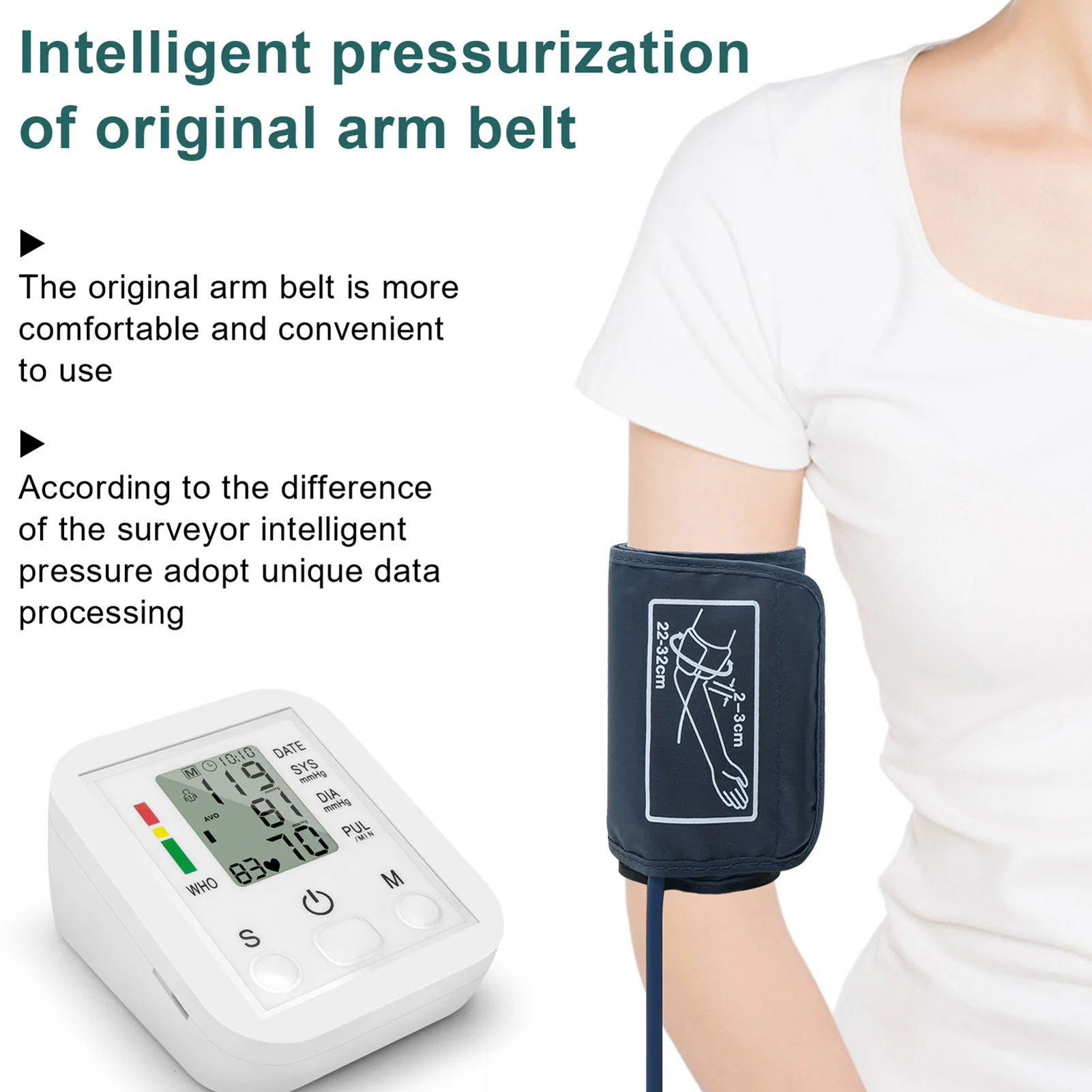 Portable & Household Arm Band Type Sphygmomanometer LCD Display Accurate Measurement