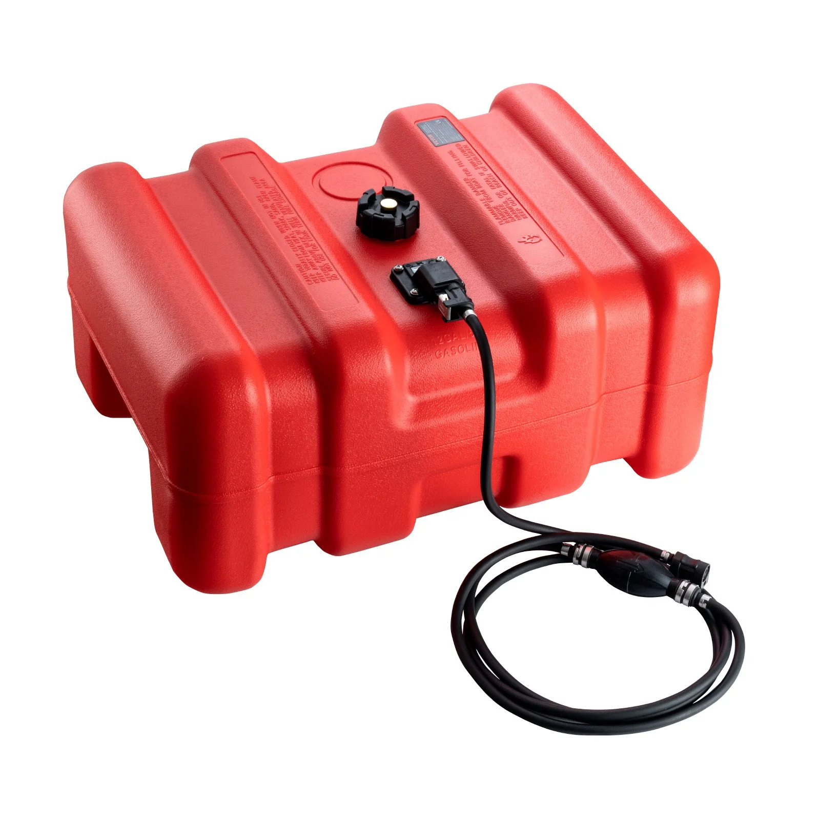 VEVOR Portable Marine Fuel Tank, 14.53 Gallon/55L, Plastic Outboard Gas Tank with Hose, Easy Carry for Yachts, Fishing and Deck Boats, Red