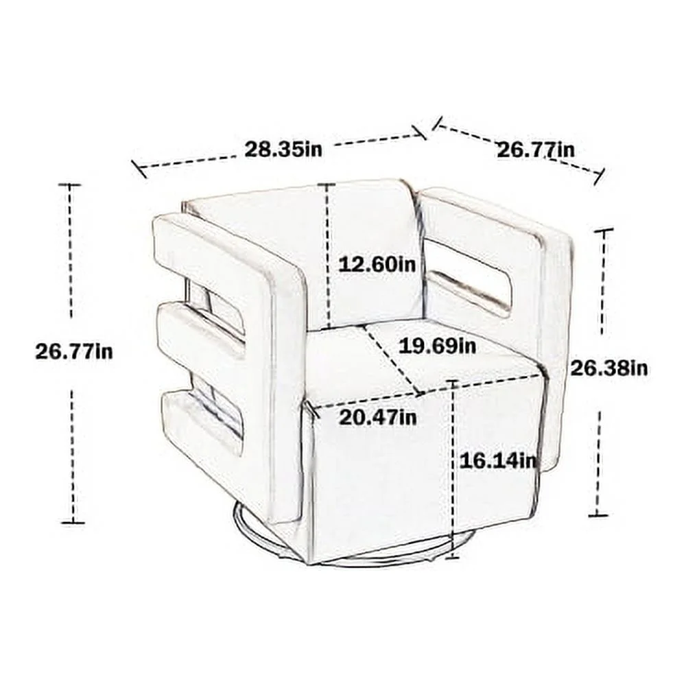 DremFaryoyo House hold  Degree Swivel Upholstered Tufted Living Room Chair Textured velvet Fabric Accent Chair with Metal Stand