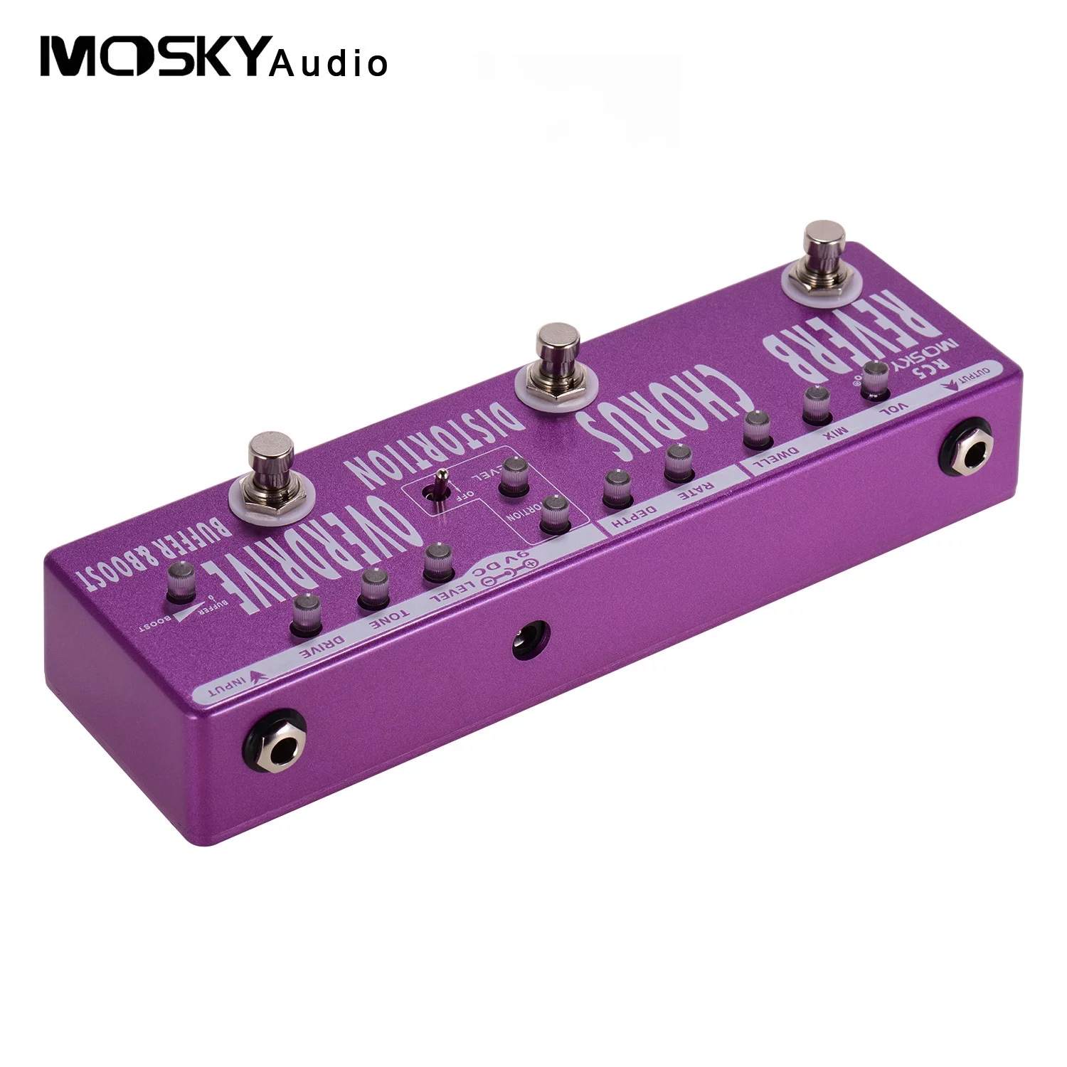 MOSKYAudio Effect Pedal,+ Buffer Metal 6-in-1 Pedal Reverb + + RC5 6-in-1 Pedal Metal Shell Bypass Buffer Metal Shell Pedal Reverb + ERYUE HUIOP pedal