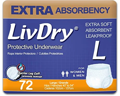 LivDry Adult Incontinence Underwear, Extra Absorbency Adult Diapers, Leak Protection (XXX-Large (11 Count))
