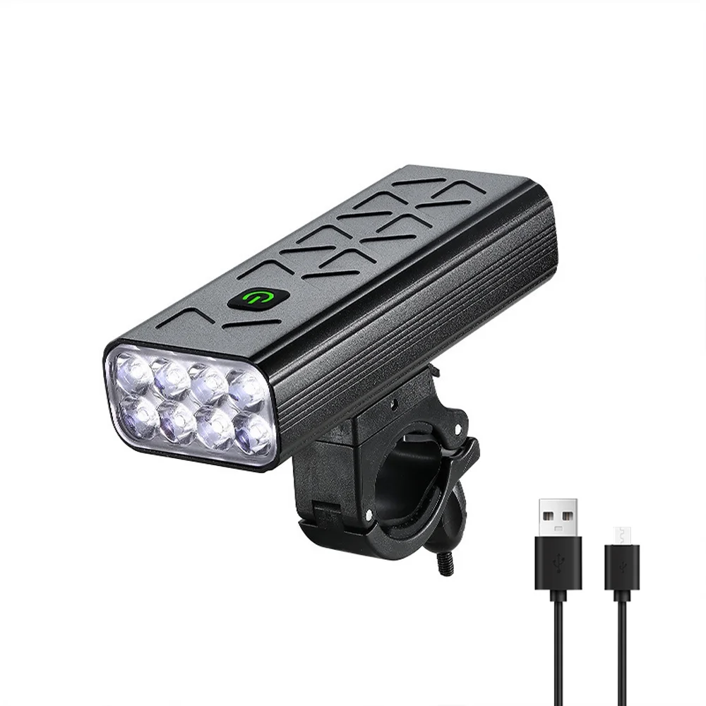 Anself Waterproof Bike Light Front Headlight 8LED High Brightness, Rechargeable Cycling Light, 9600mAh Bank