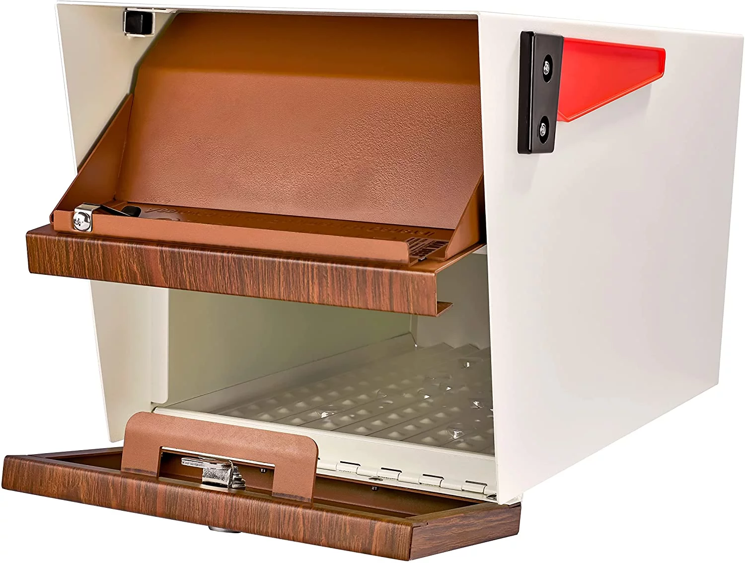 Mail Boss Mail Manager Locking Security Mailbox, Cream White / Wood Grain