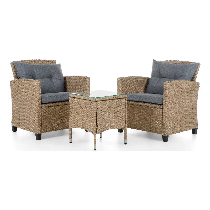 Afuera Living 3-Piece Transitional Wicker / Rattan Outdoor Set in Natural